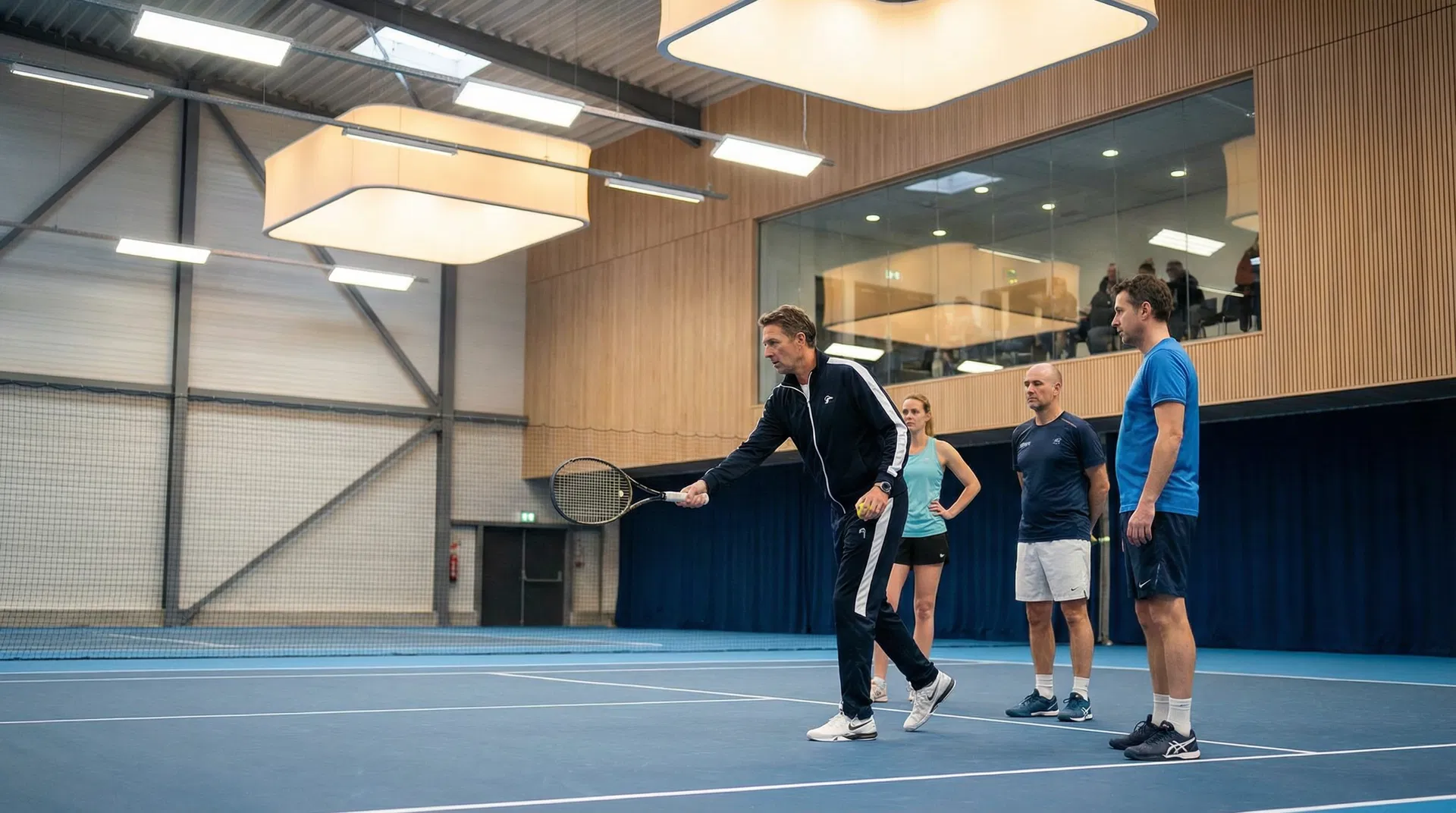 Professional coaching session on indoor championship courts