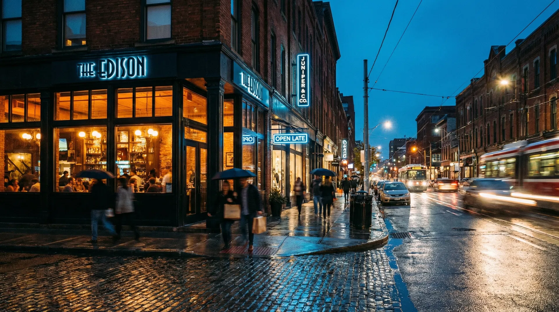 Thriving local business at night