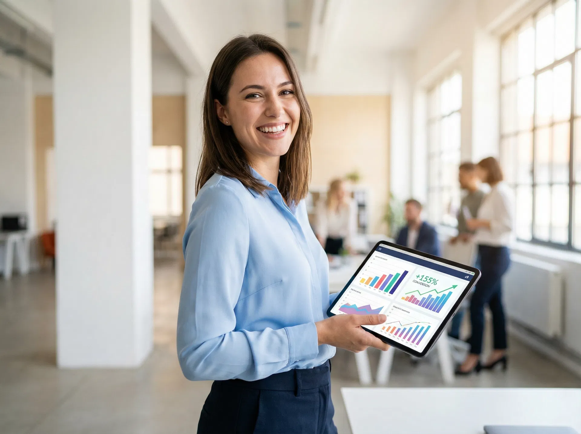 Veri analitiği sonuçlarını inceleyen profesyonel