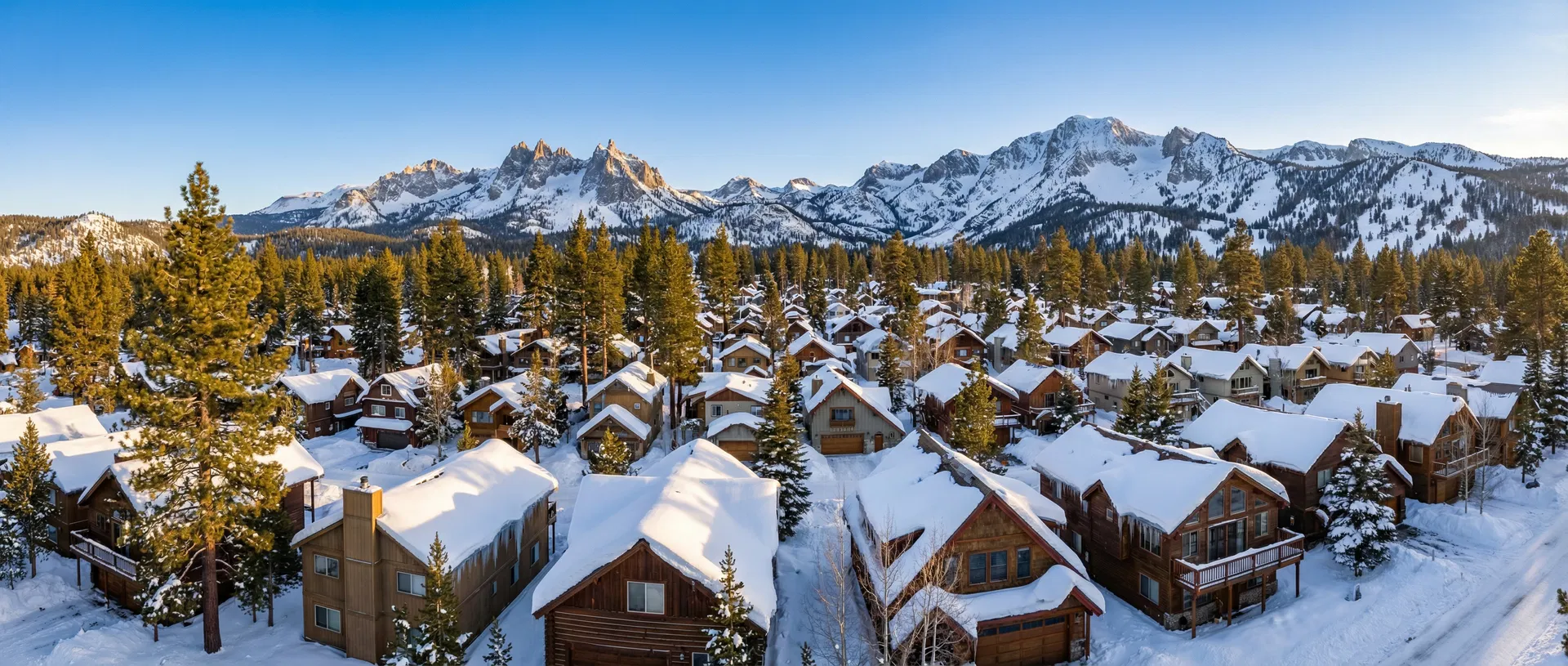 Mammoth Lakes mountain cabins in winter