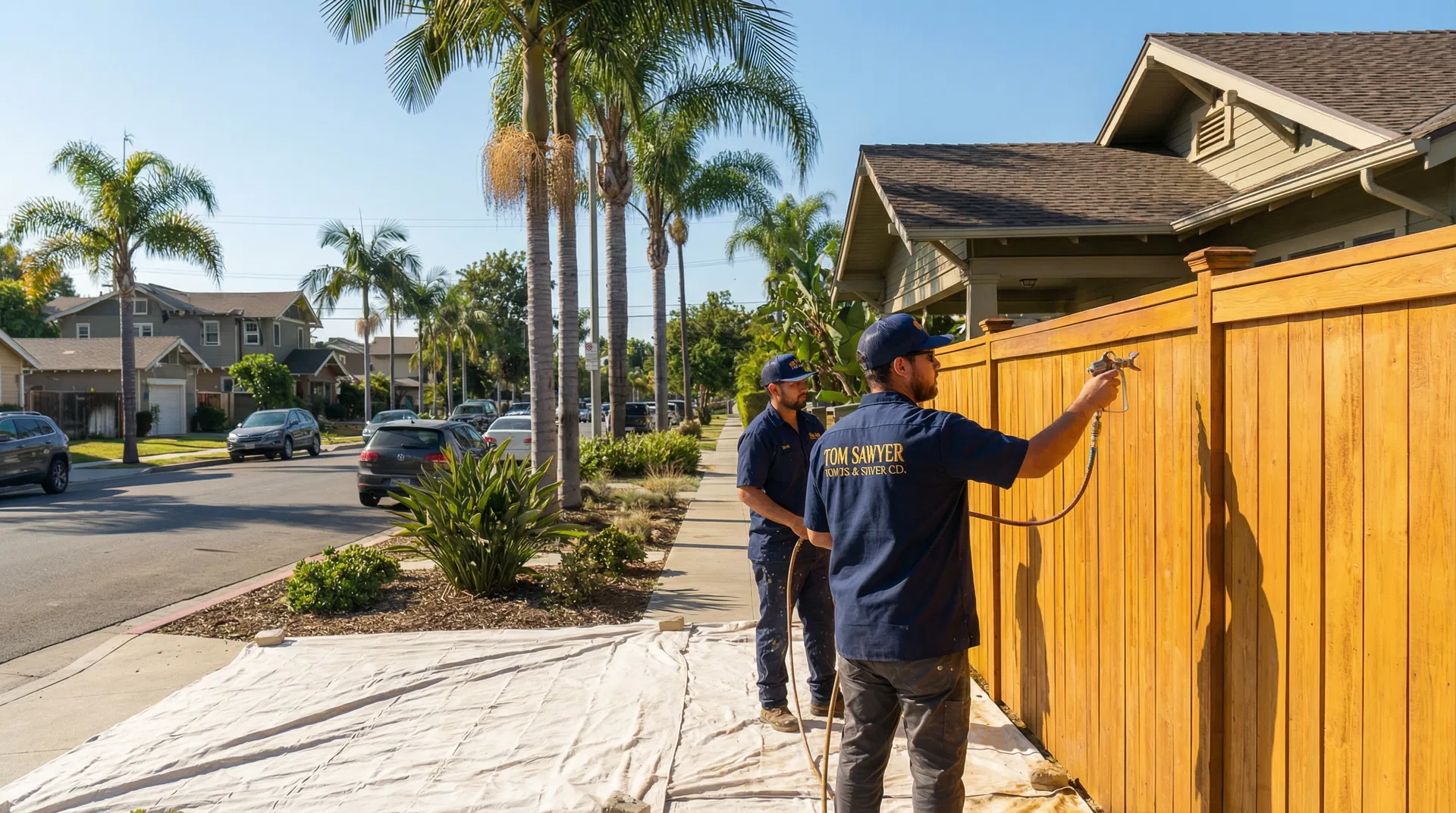 Tom Sawyer Fence Painting team at work