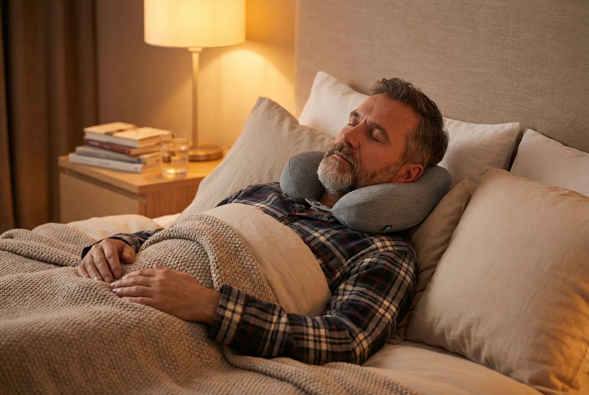 Patient sleeping elevated after hair transplant