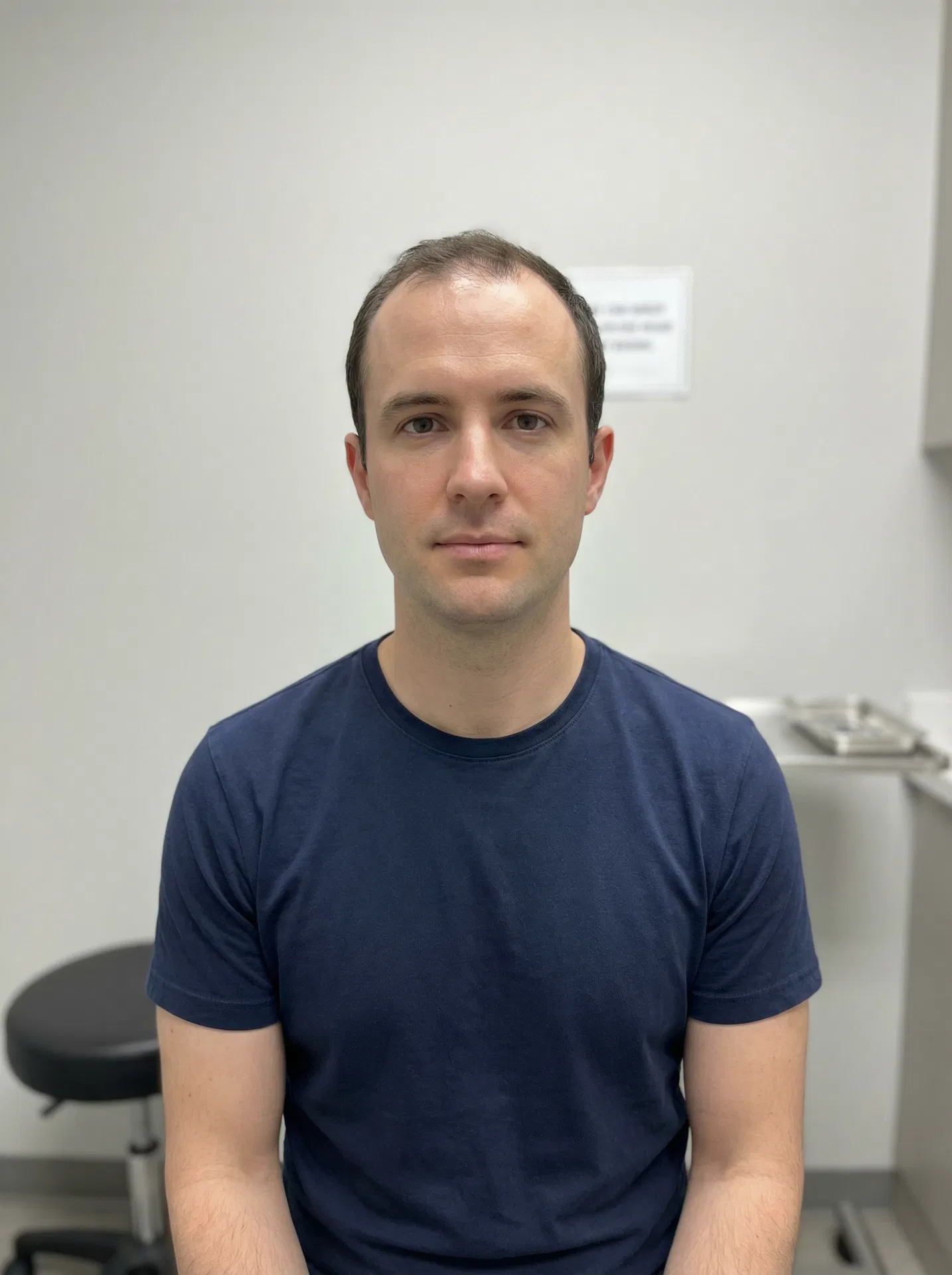 Canadian man before hair transplant in Turkey showing receding hairline and temple thinning at Norwood stage 3