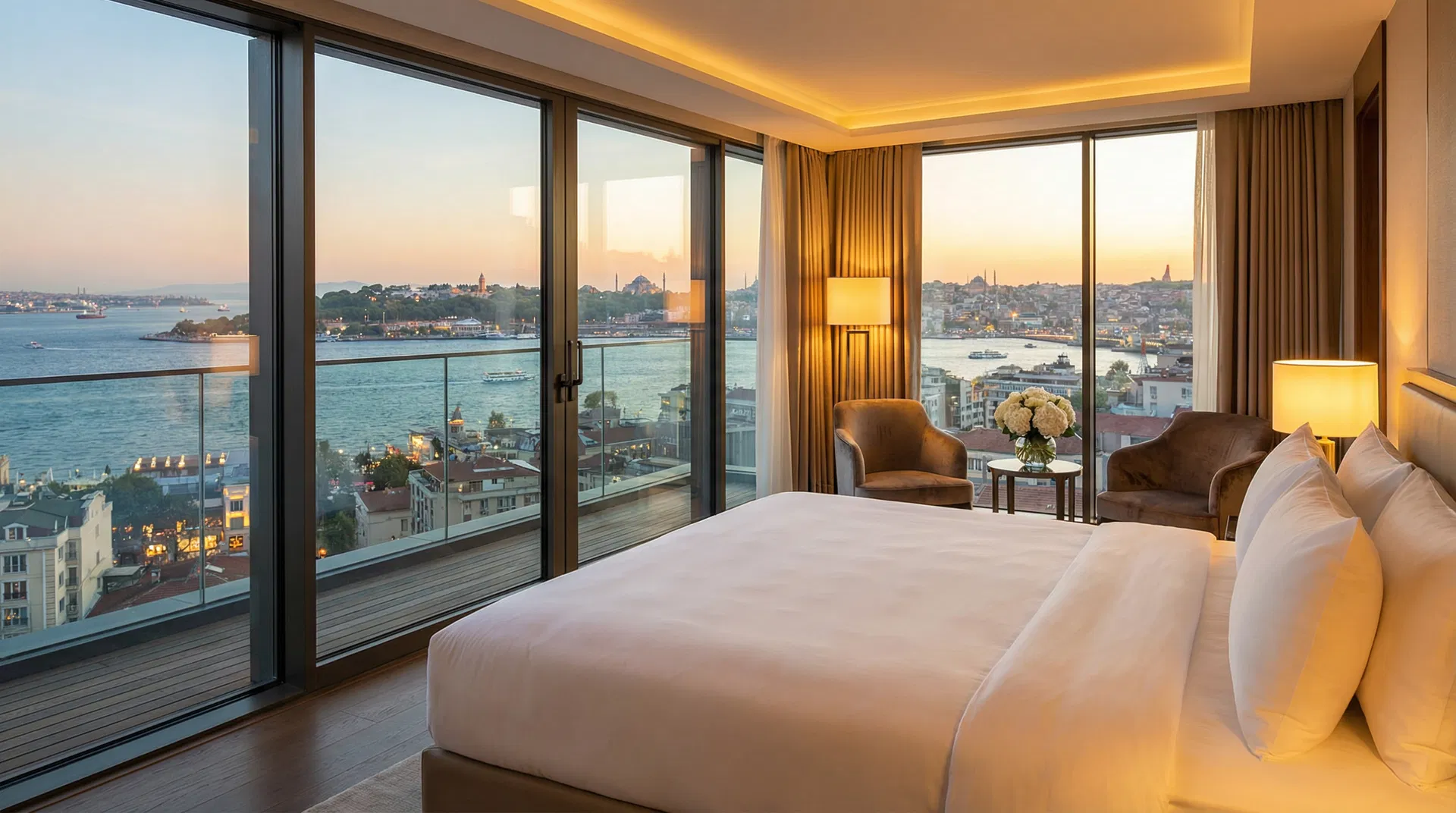Luxury 4-star hotel room in Istanbul with Bosphorus view included in hair transplant package