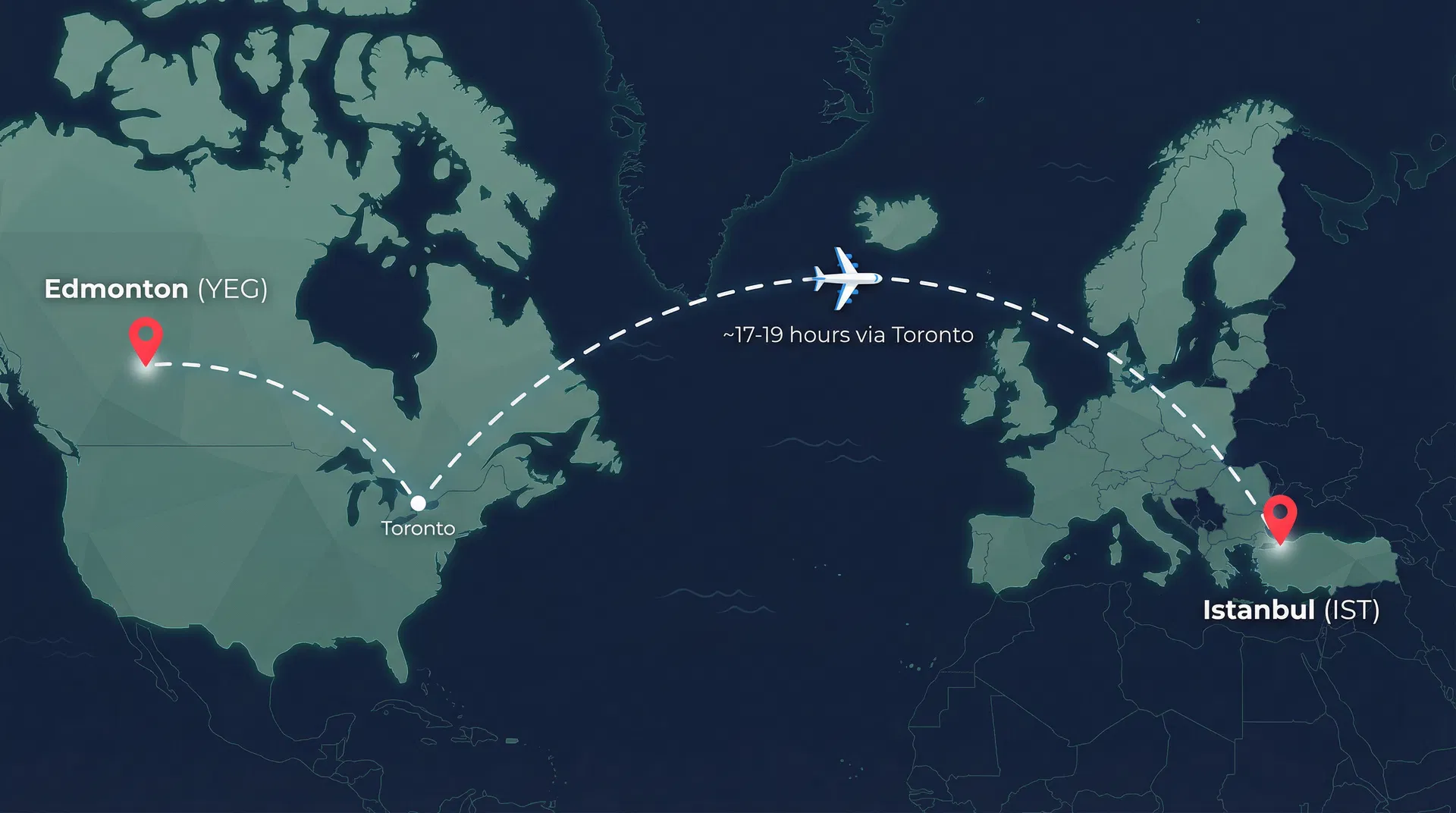Flight route map to Turkey