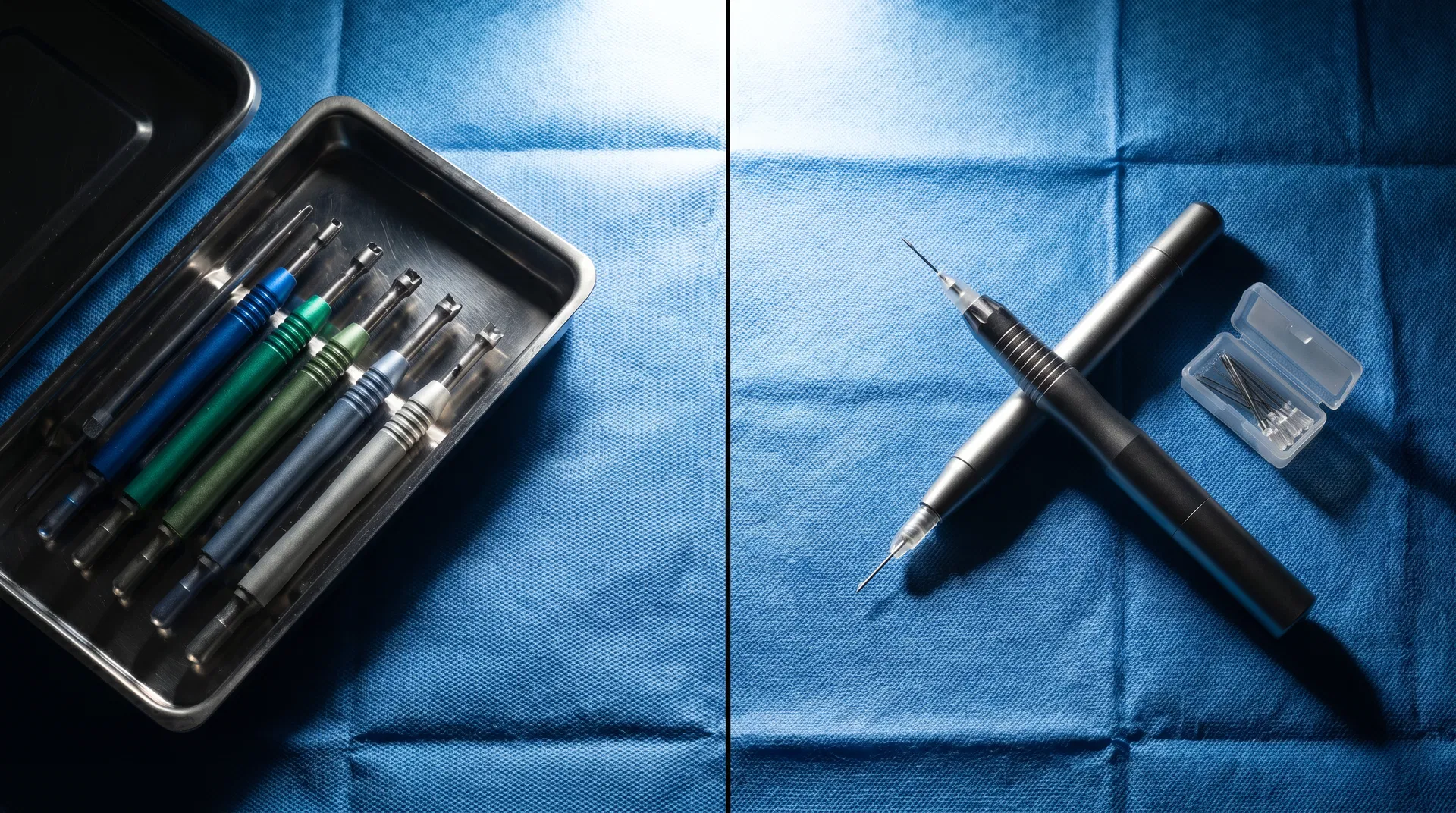 FUE micro-punch tools compared with DHI Choi implanter pen side by side
