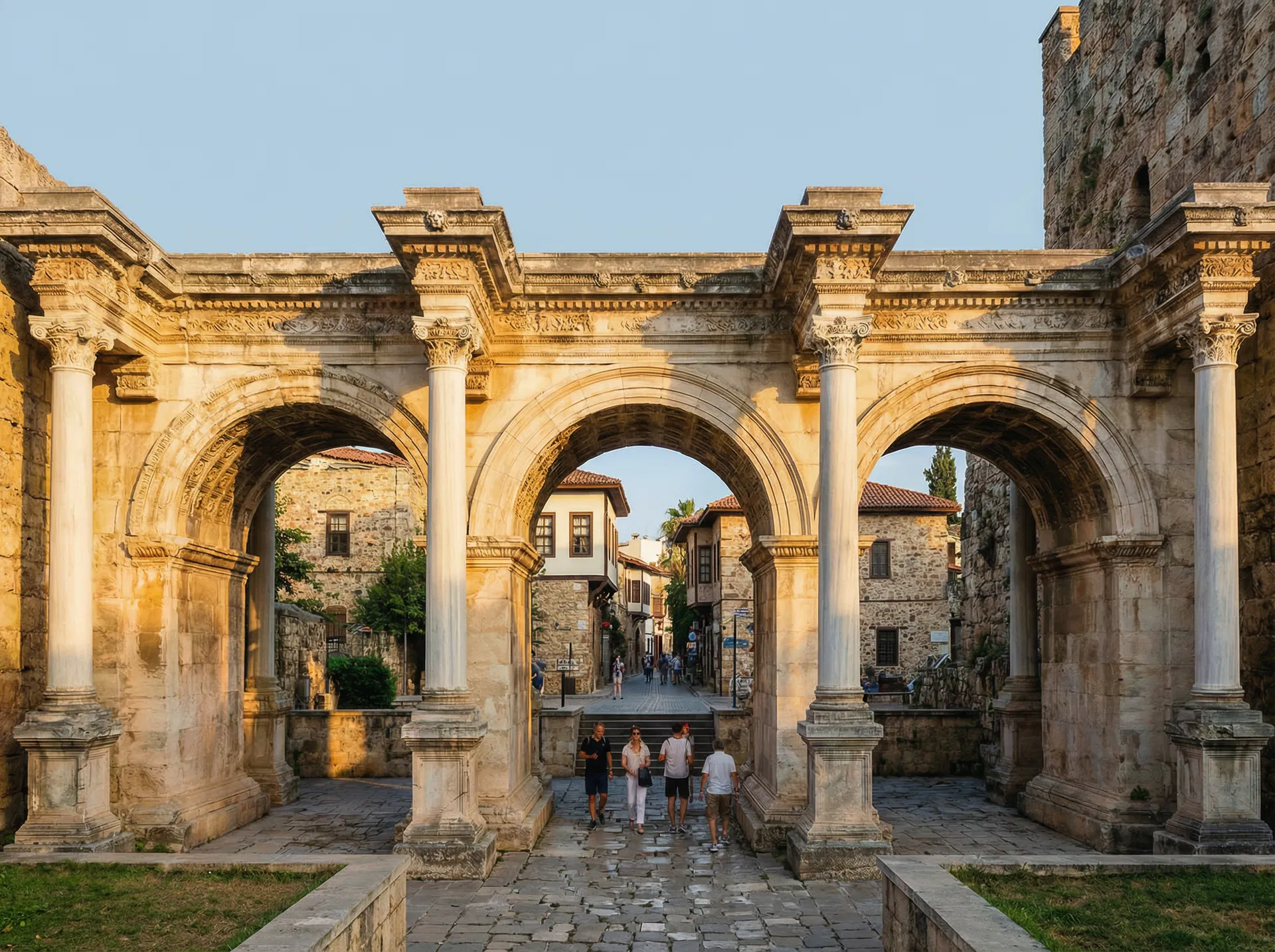 Hadrian's Gate, the ancient Roman triumphal arch in Antalya