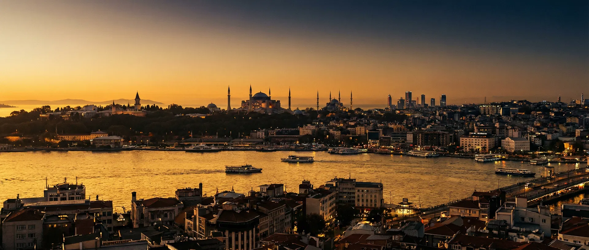 Istanbul skyline at golden hour