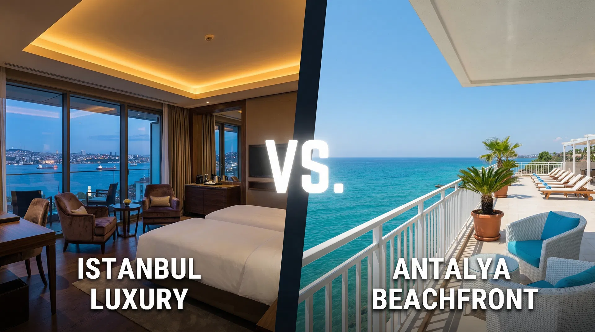 Istanbul luxury hotel room vs Antalya beachfront resort comparison