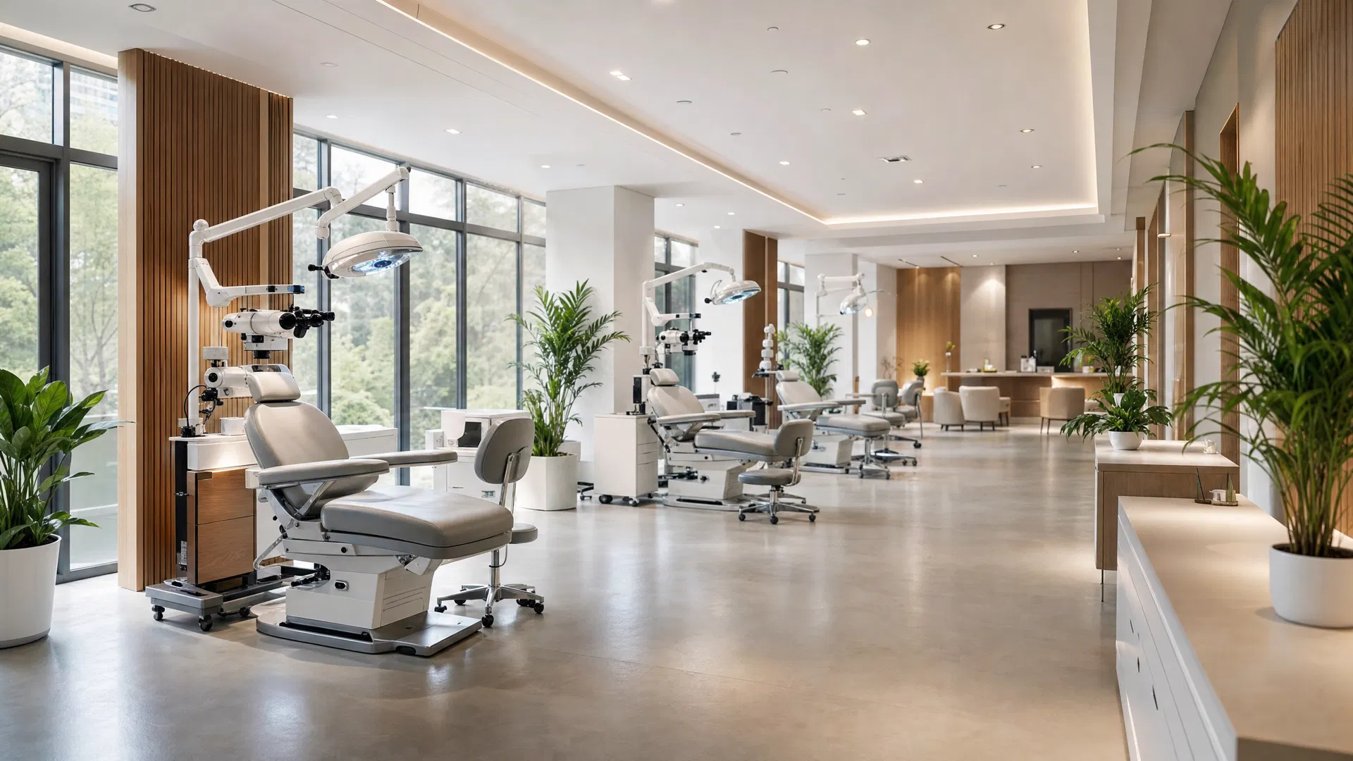Modern hair transplant clinic interior with state-of-the-art equipment