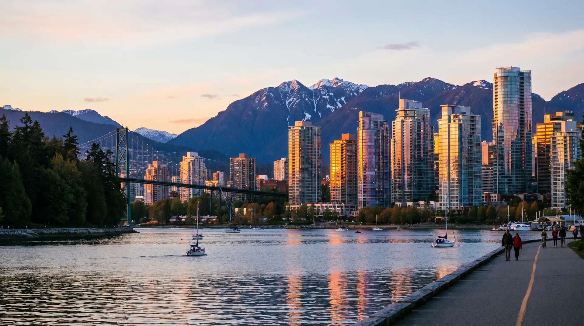 Vancouver skyline with North Shore mountains and Stanley Park