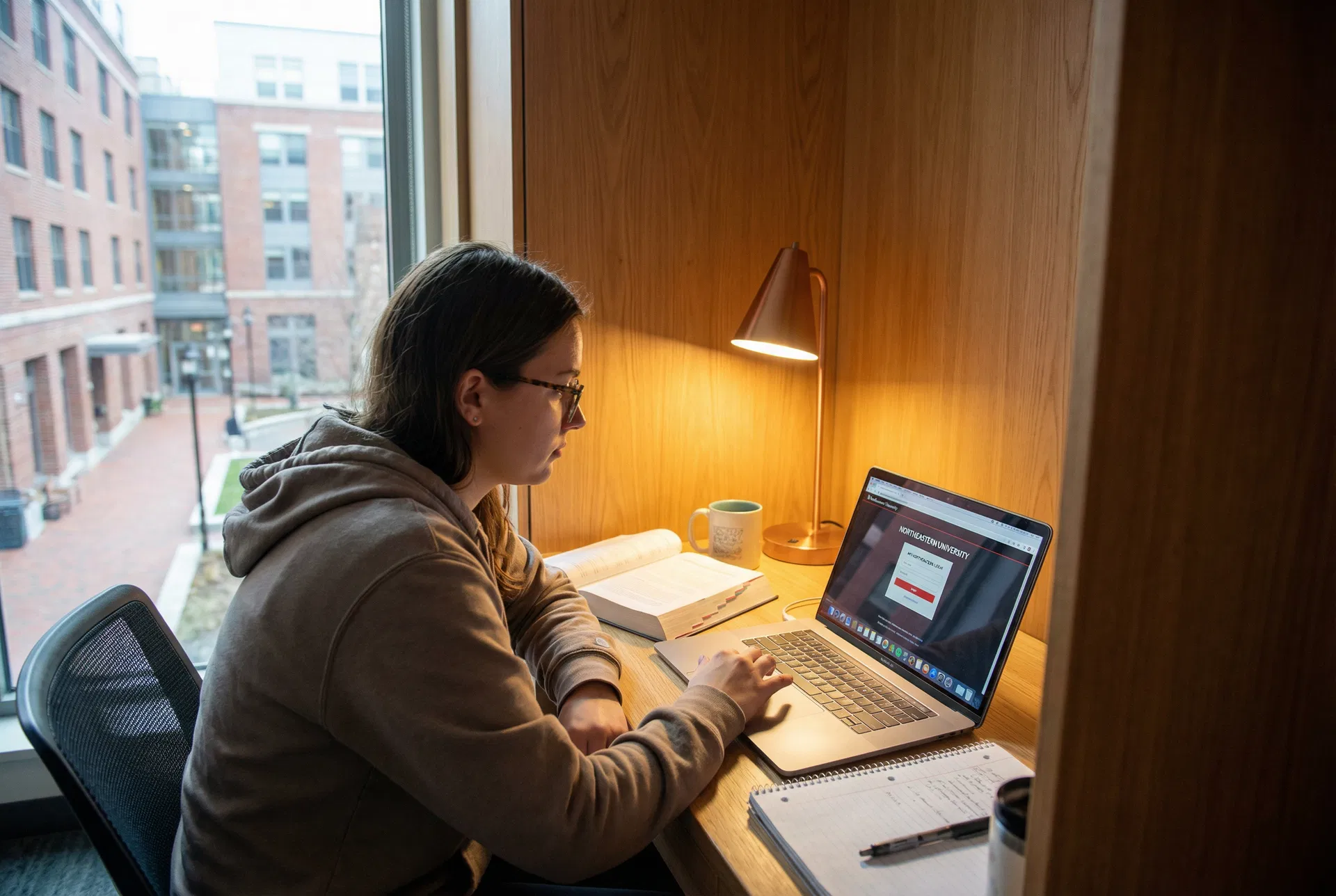 Student signing into NU Engage portal