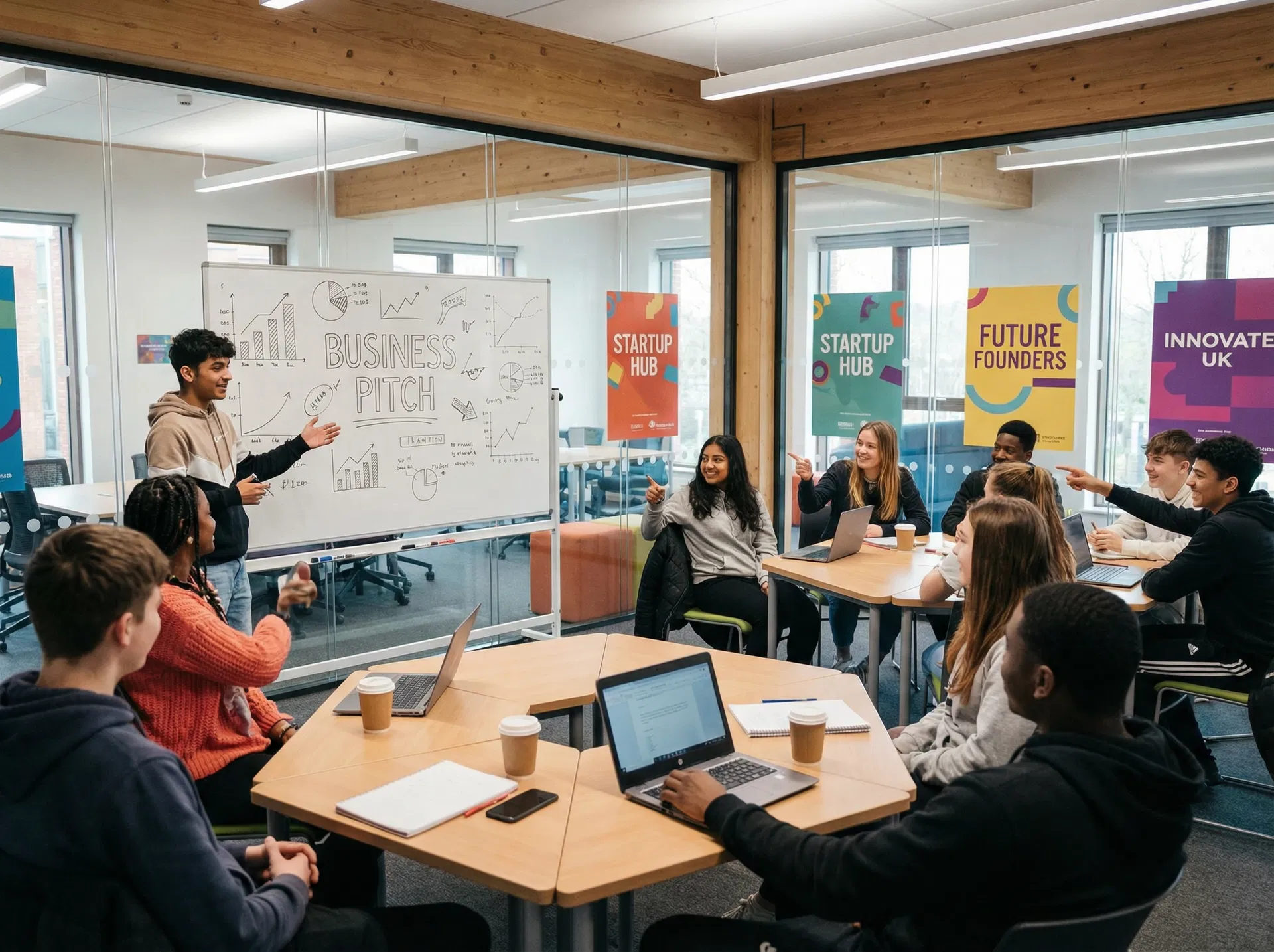 Students in a business enterprise workshop