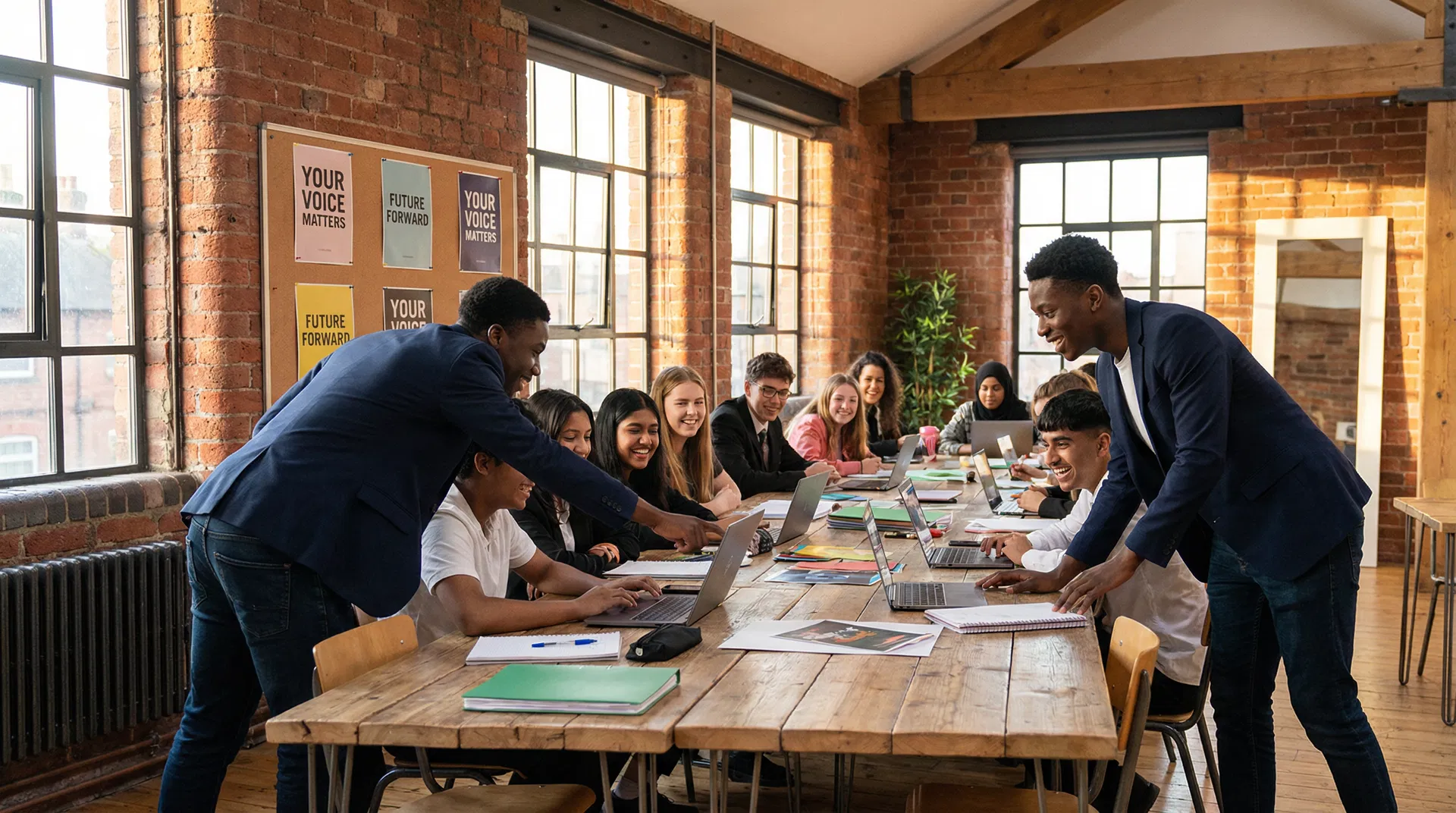 Students engaged in collaborative learning