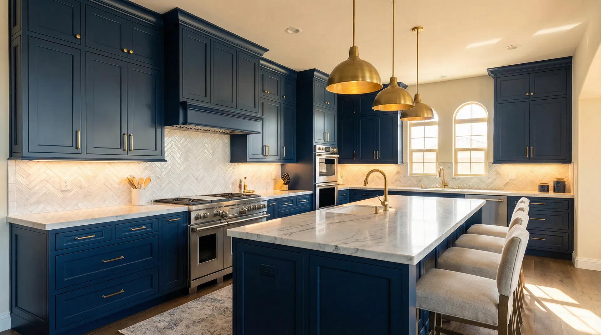 Navy Kitchen Remodel — Cabinet Arts Edmonton, AB