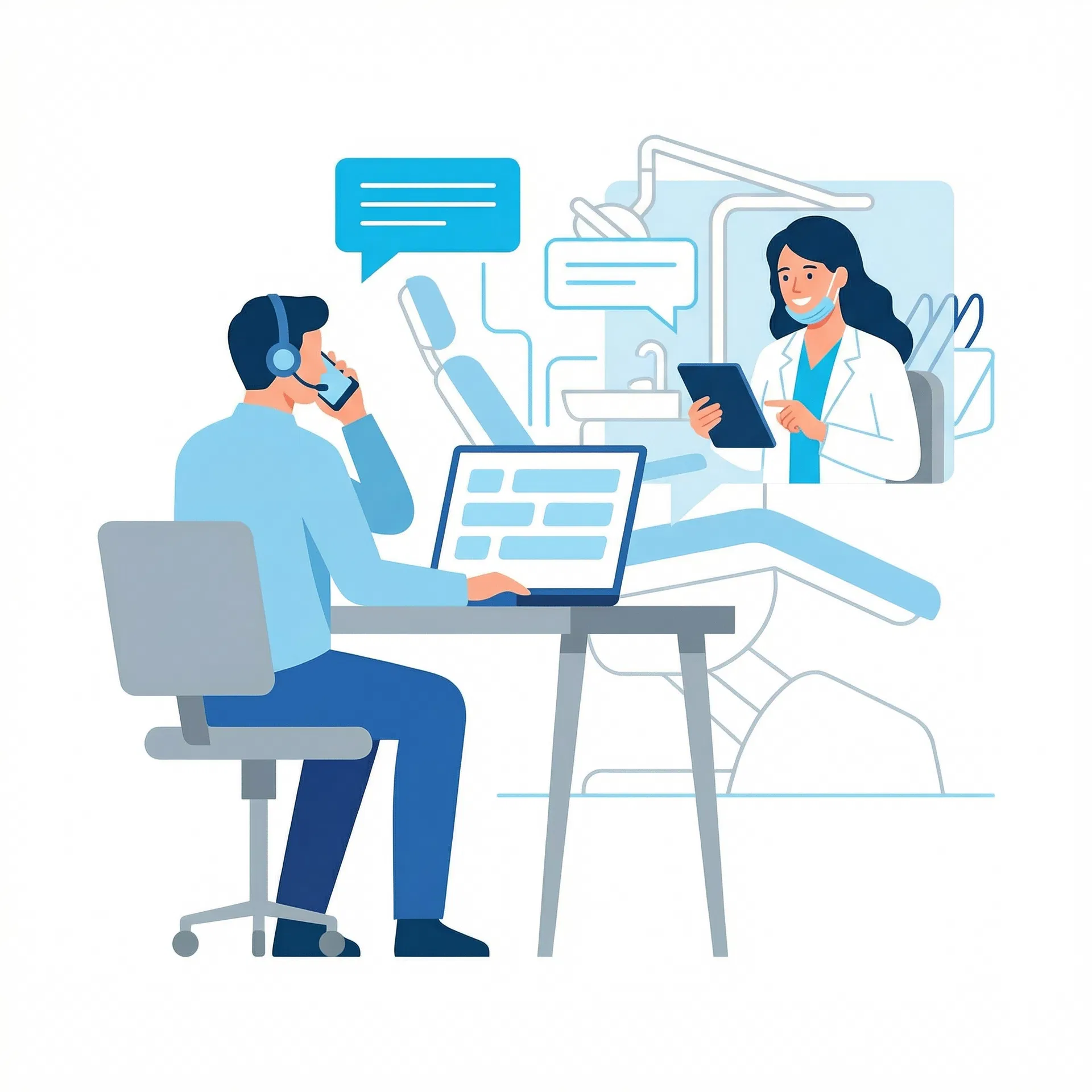 Equipe comercial entrando em contato com o colega indicado