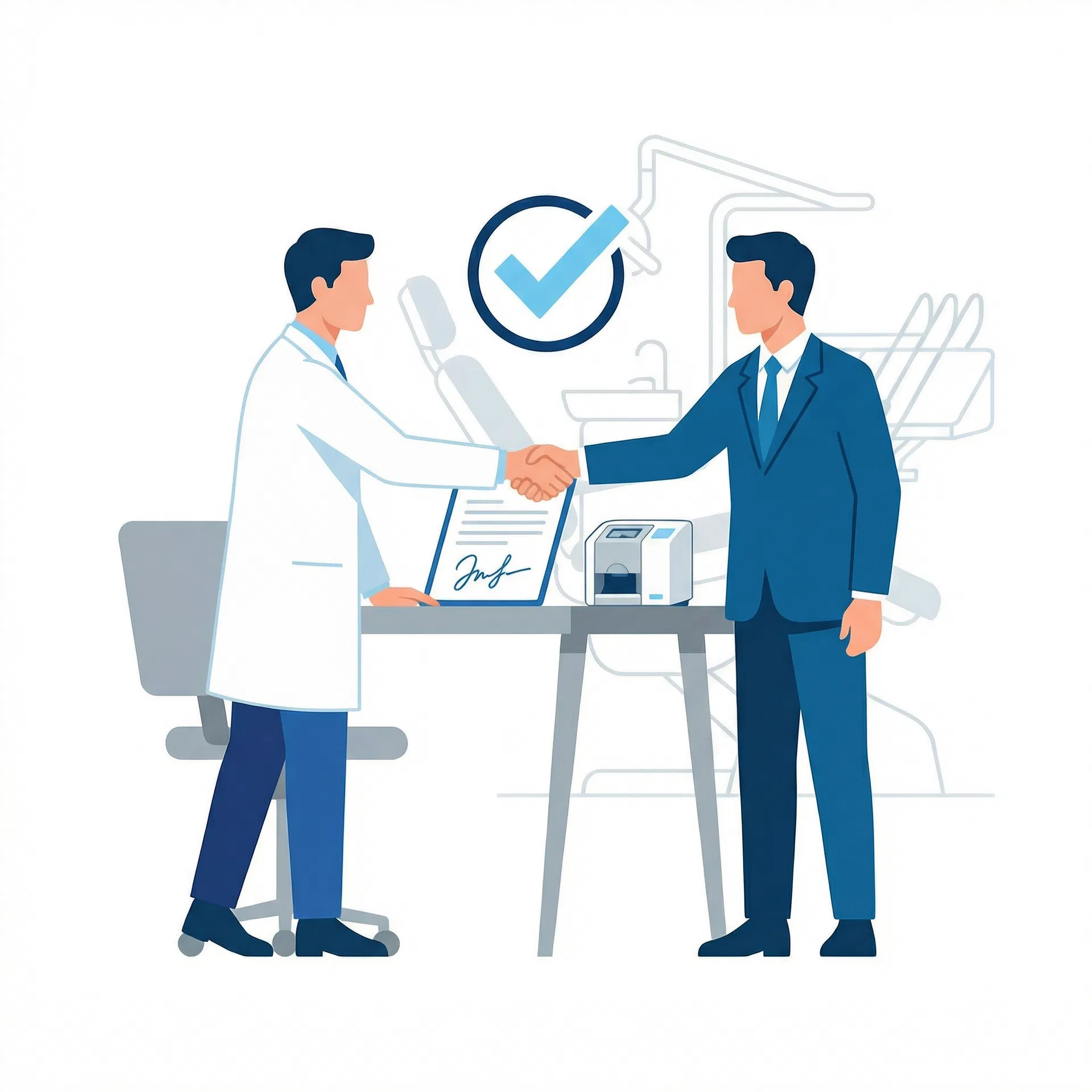 Dentista realizando a compra do VistaScan Nano