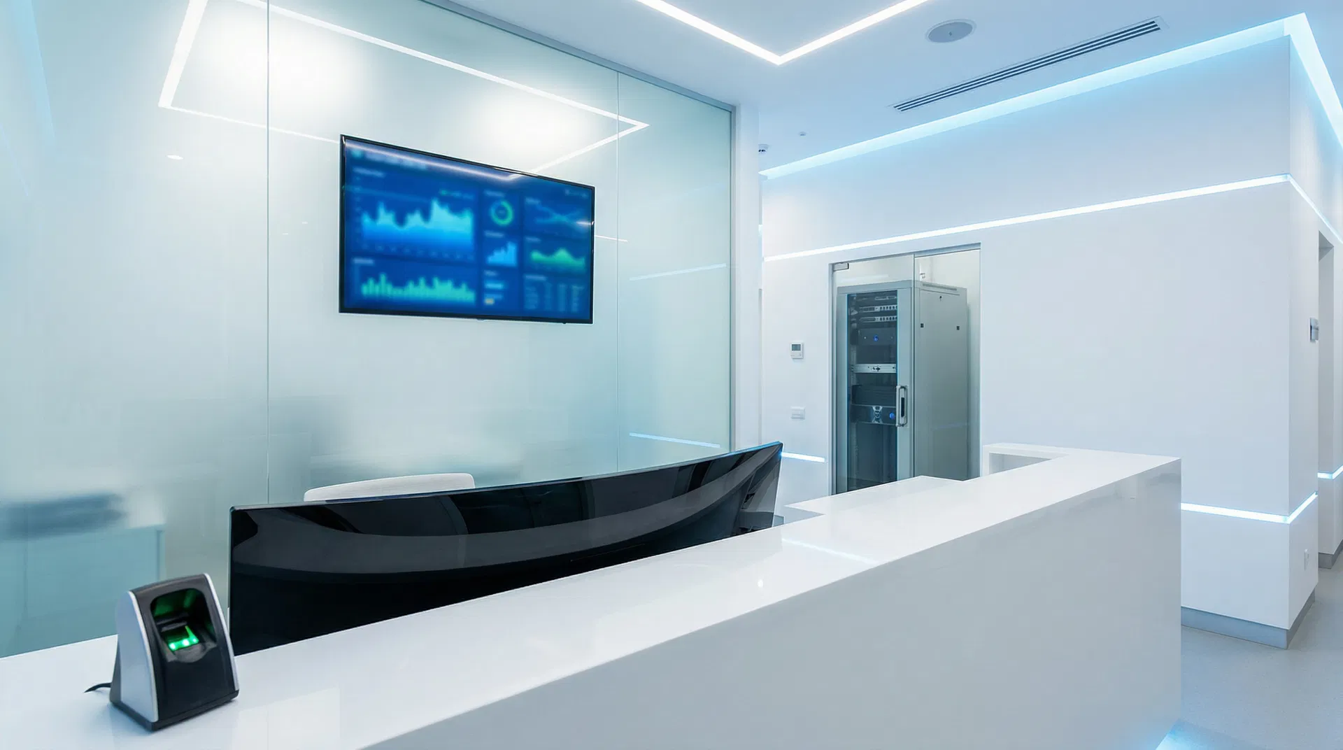 Modern healthcare facility with secure IT infrastructure