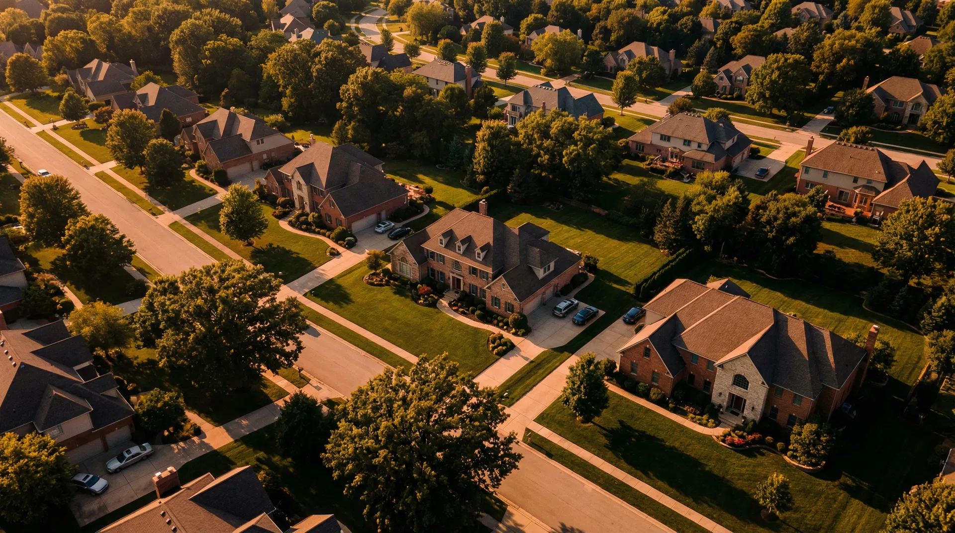 Aerial view of residential neighborhood