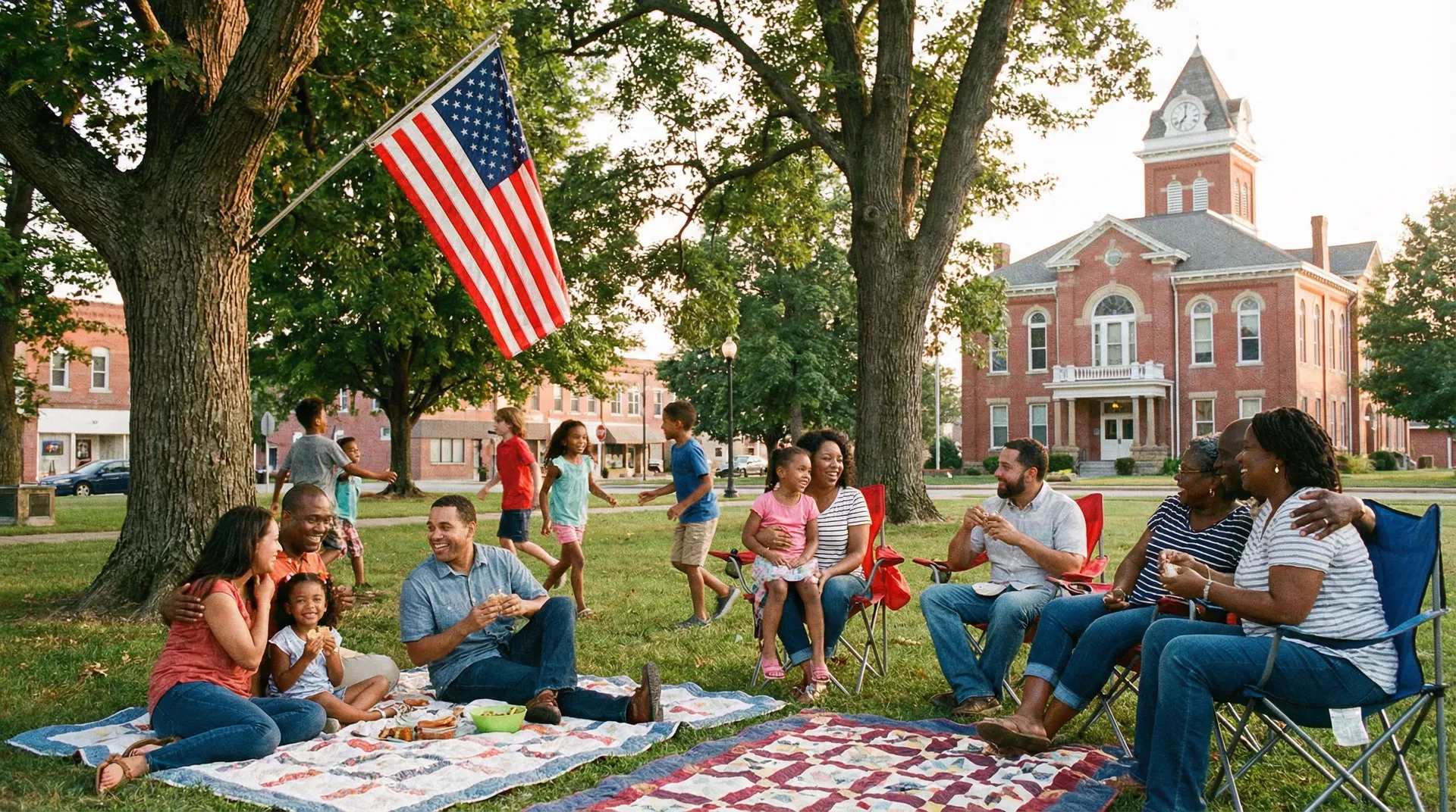 Minco community gathering in the park