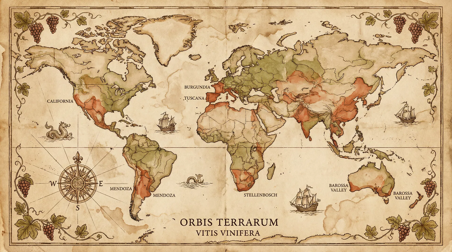 Wine regions world map