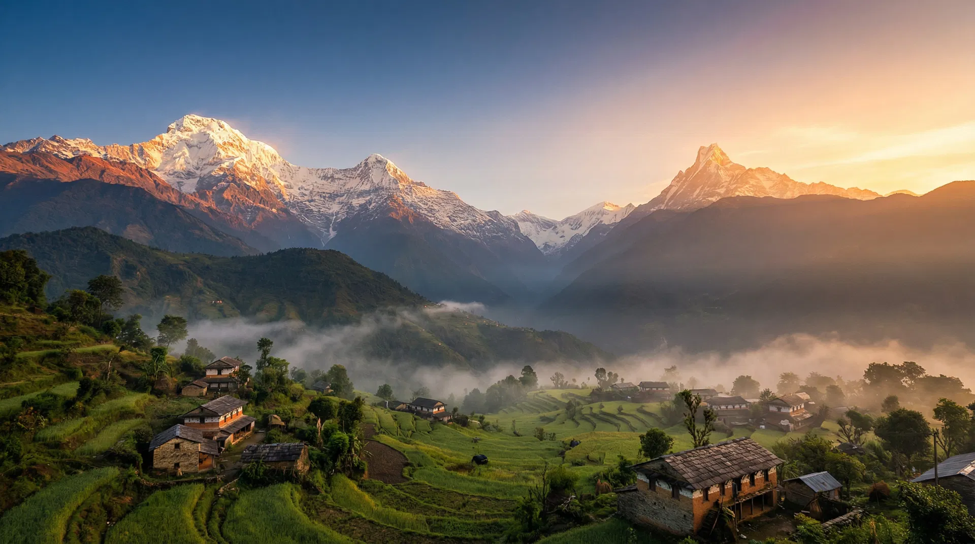 尼泊爾喜馬拉雅山脈晨光