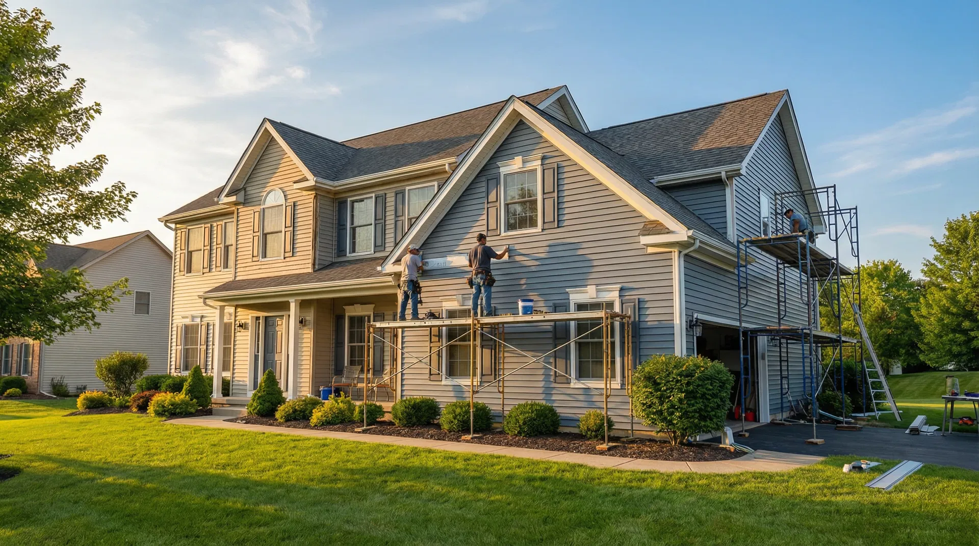 Professional siding installation on a residential home exterior