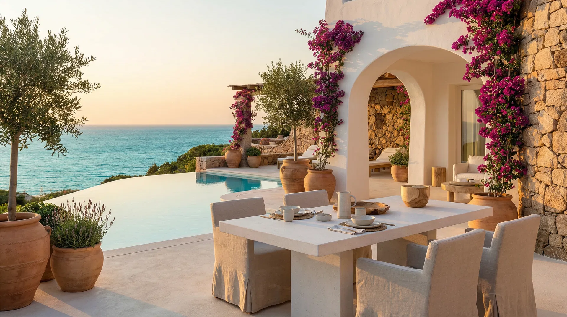 Terrazza con vista mare in Costa Smeralda