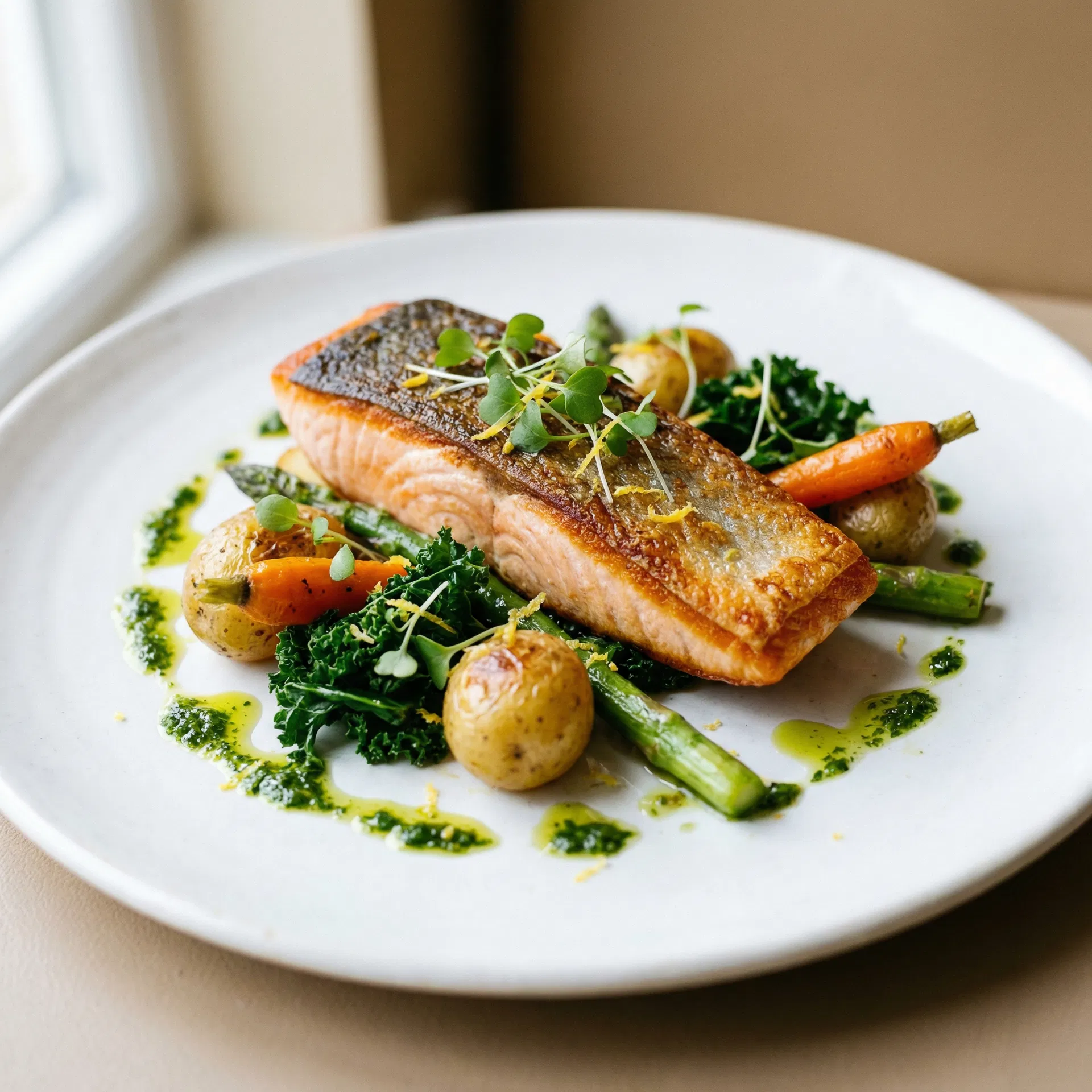 Pan-seared Atlantic salmon