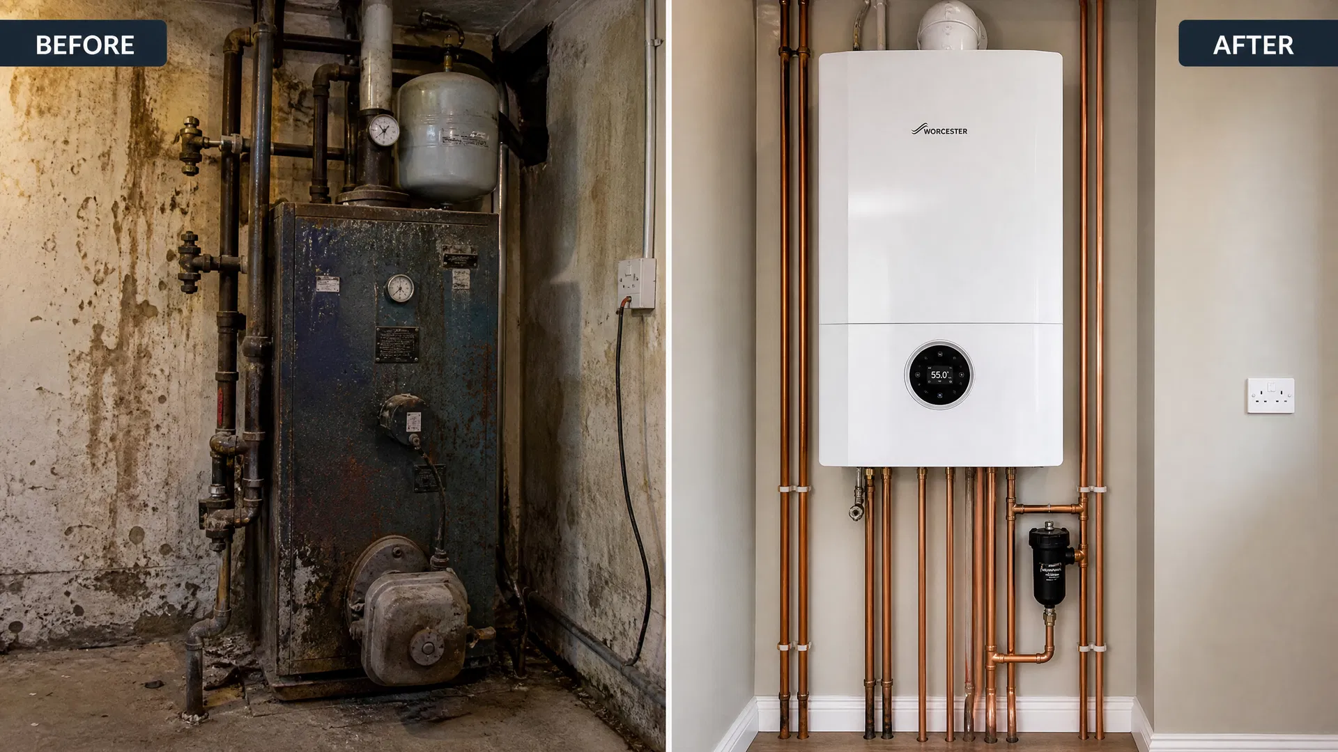 Before and After Boiler Installation