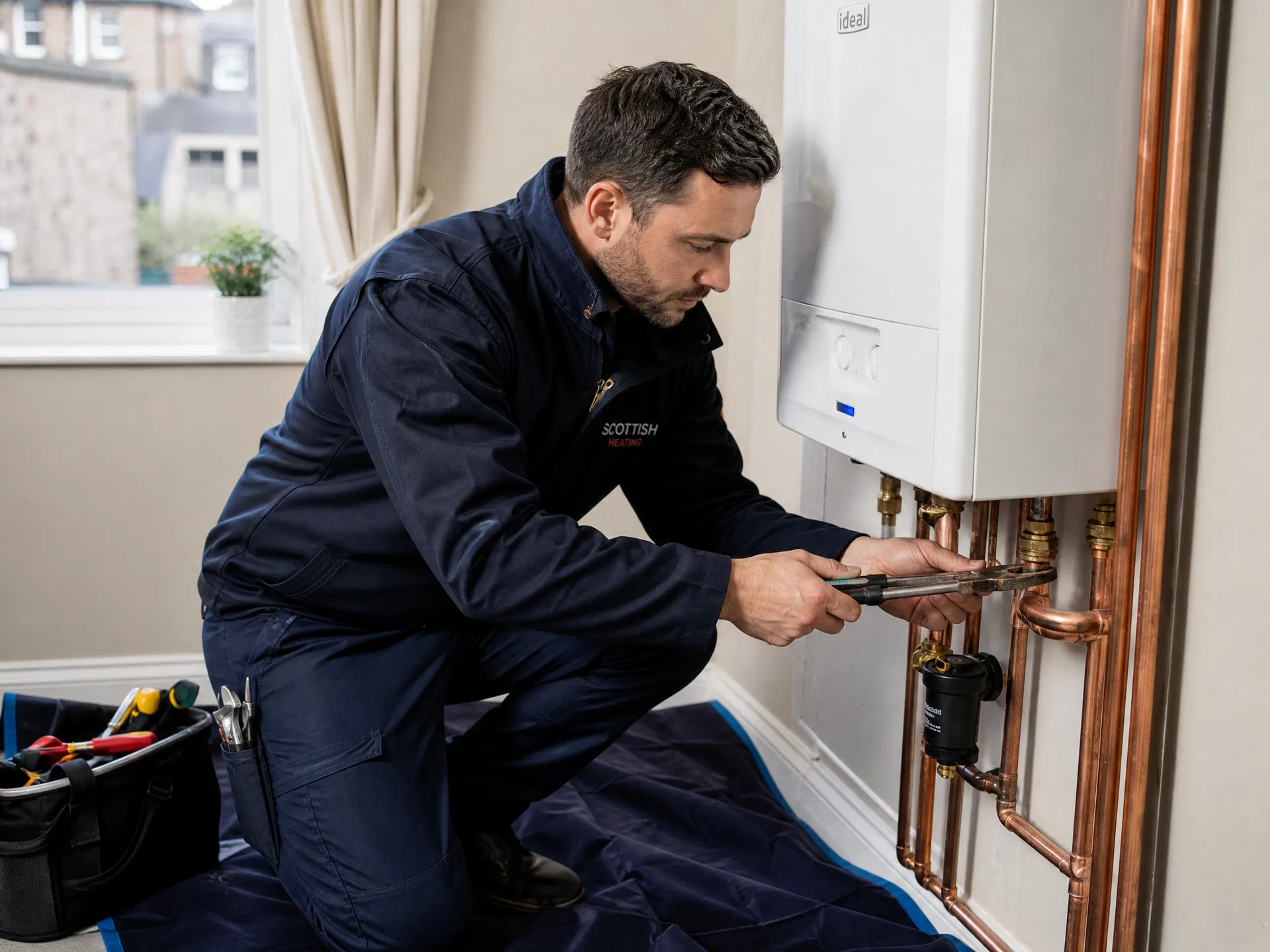 Engineer Installing Boiler
