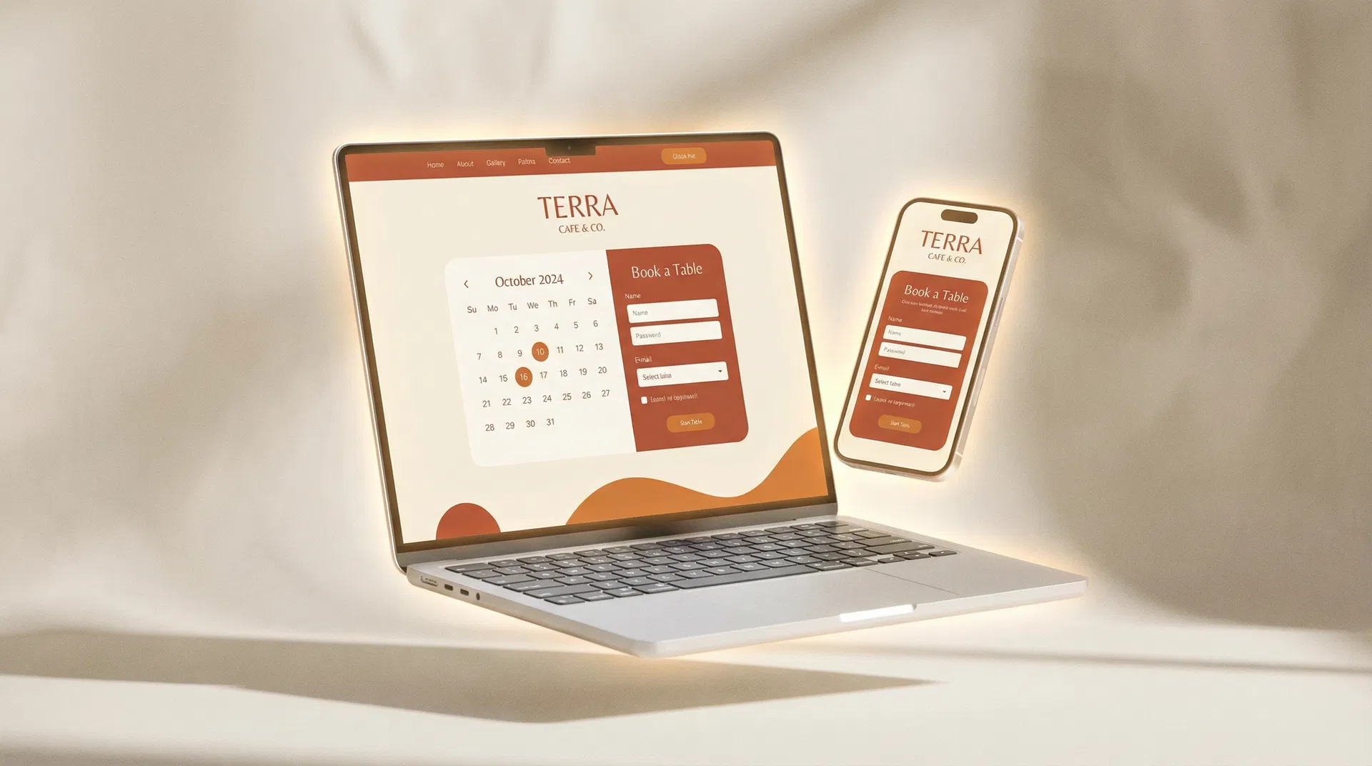 BrightBuild website mockup on laptop and mobile