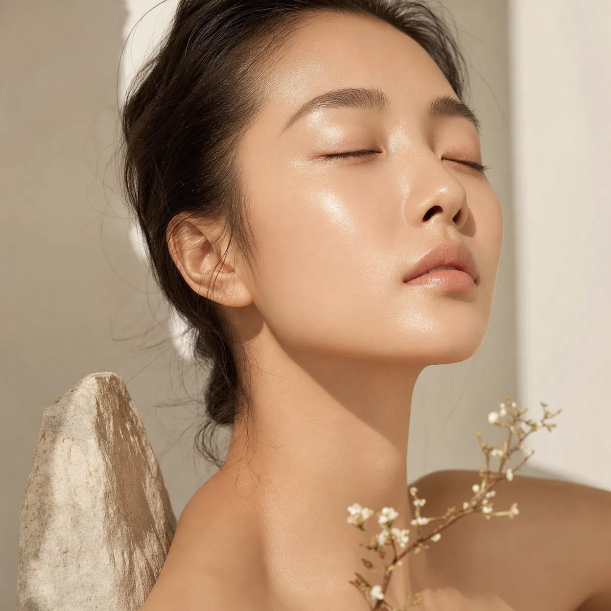 Radiant skin close-up — natural glow after 本源 treatment