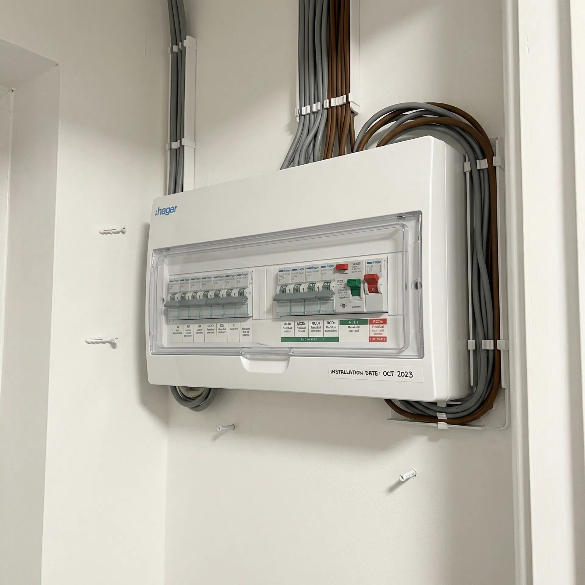 New modern UK consumer unit after installation