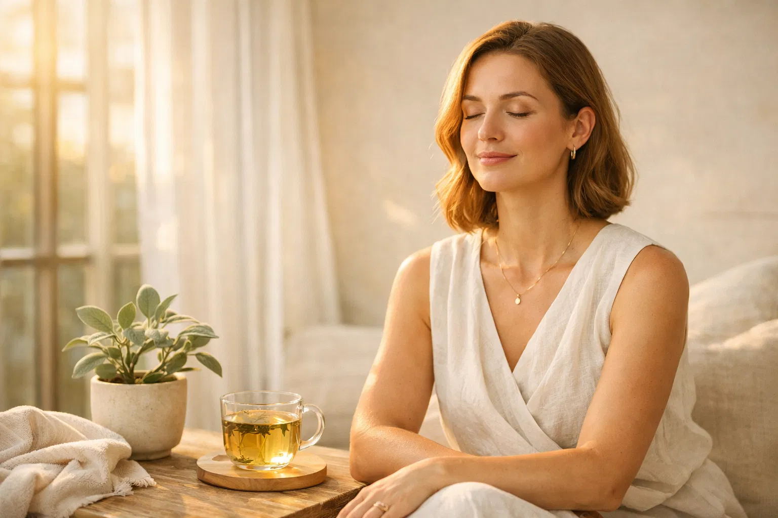 Mulher em paz e controle