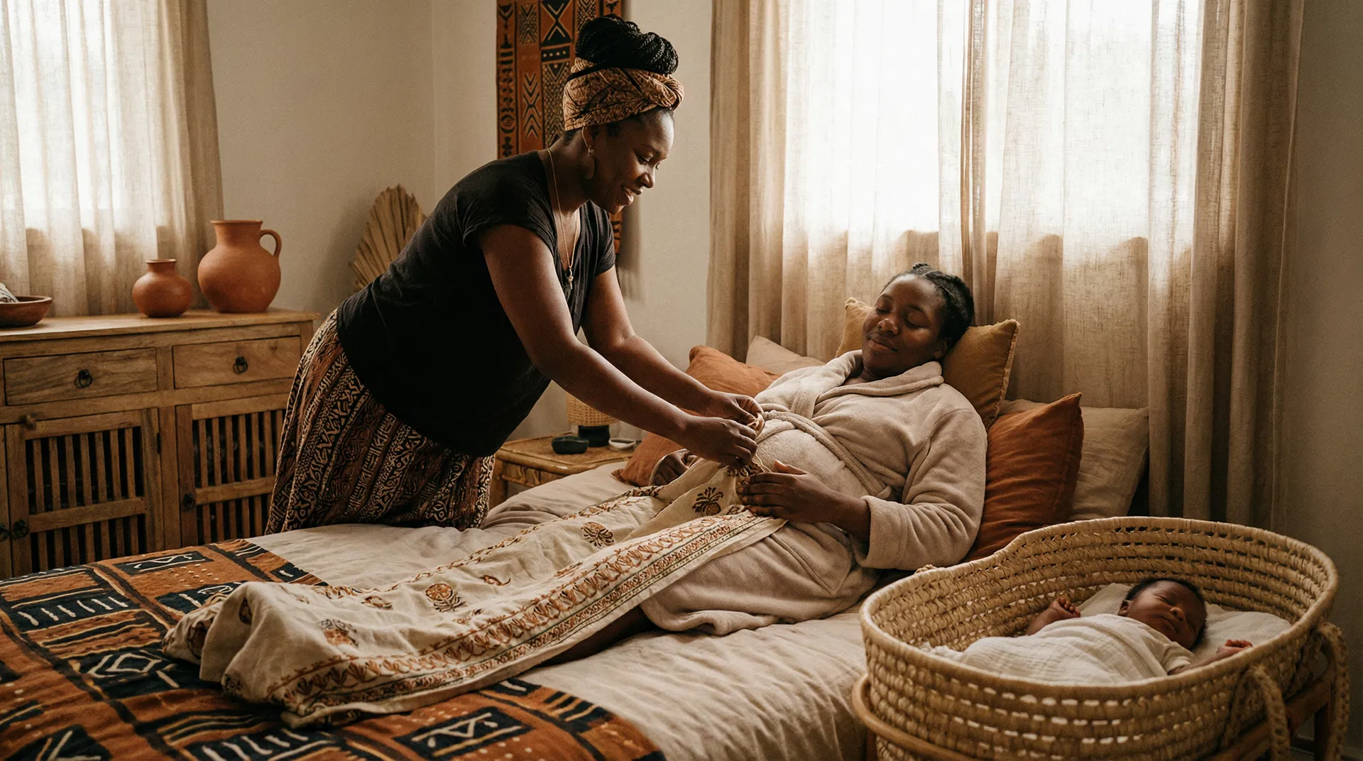 Traditional postpartum care with belly binding