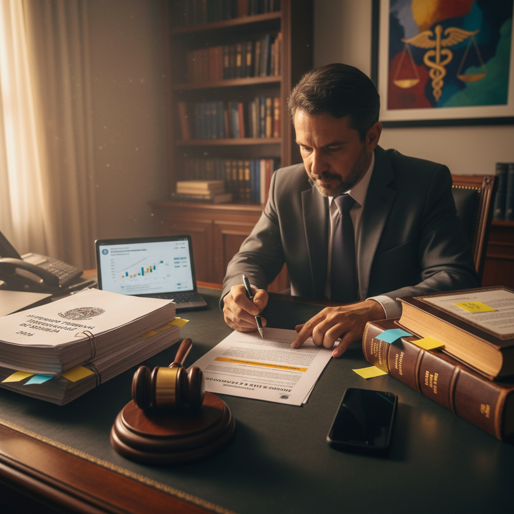 Advogado analisando decisão do STJ sobre cobertura de medicamentos de alto custo em plano de saúde