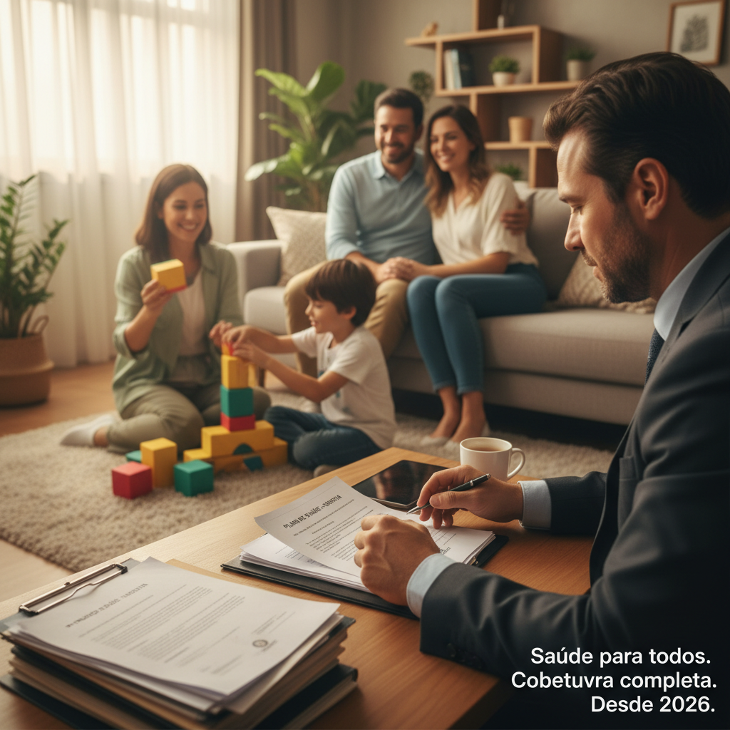 Advogado analisando negativa de plano de saúde com documentos em uma mesa.