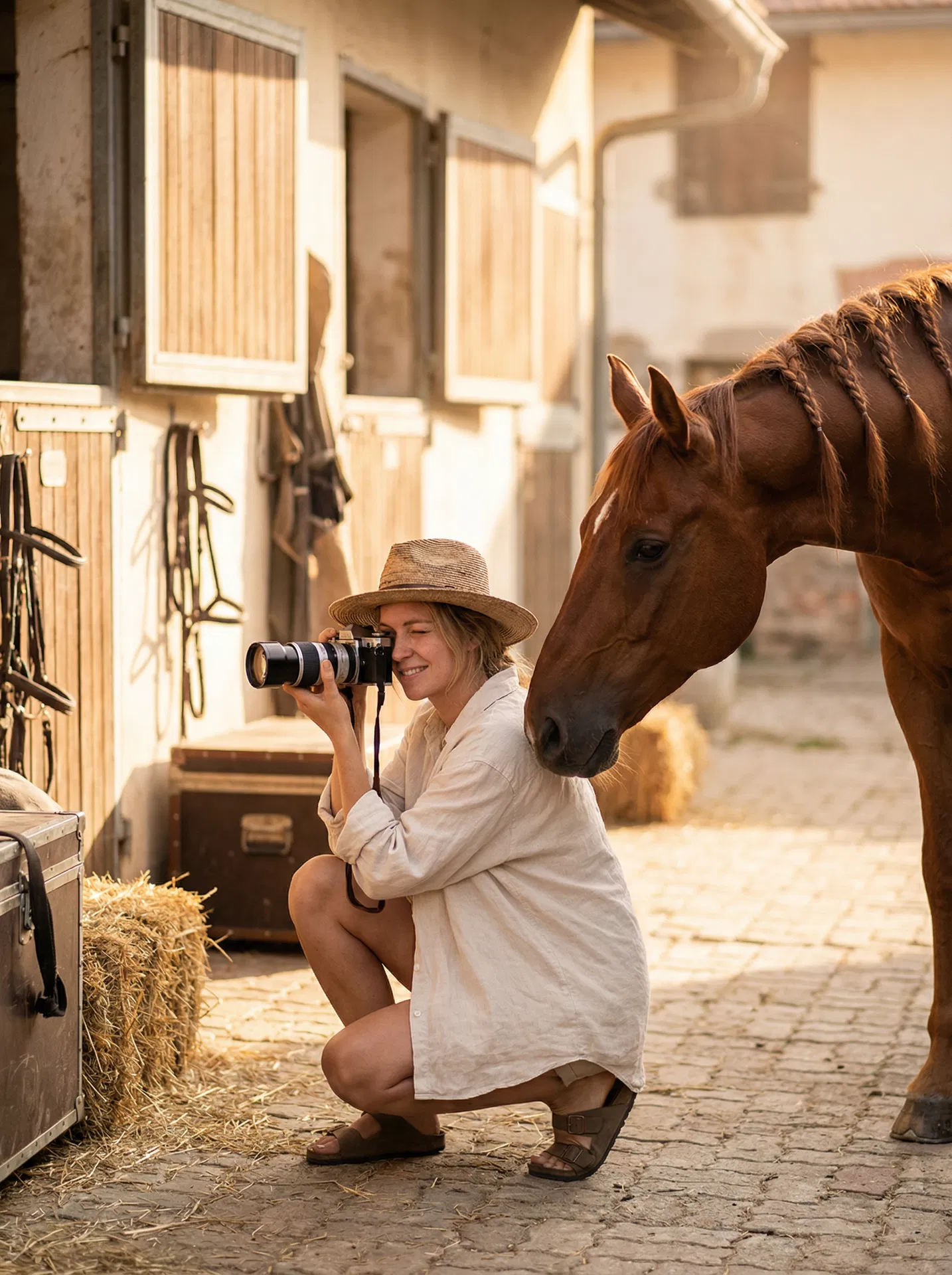 Equestrian photographer at work