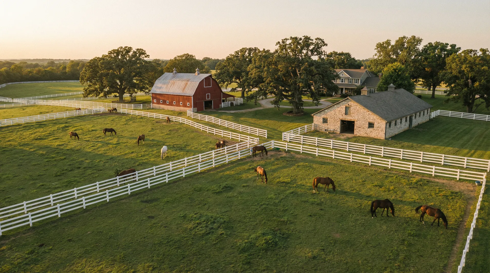 Equestrian property at golden hour