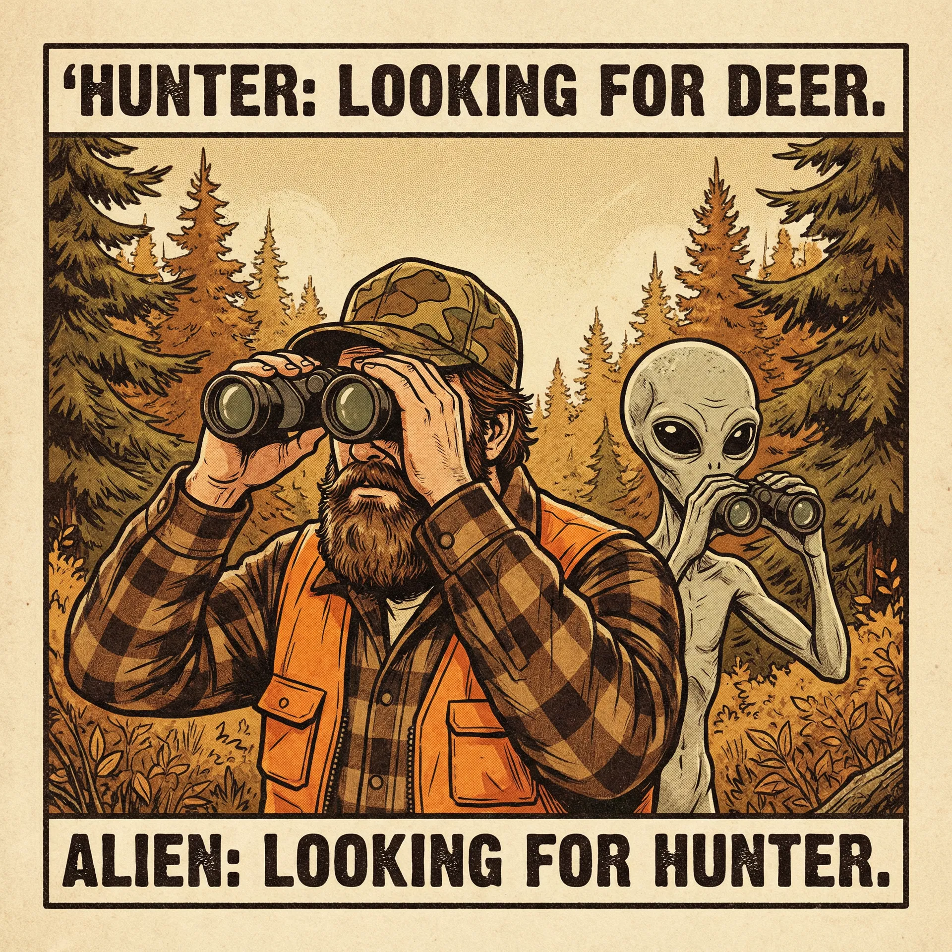Hunter: Looking For Deer. Alien: Looking For Hunter.