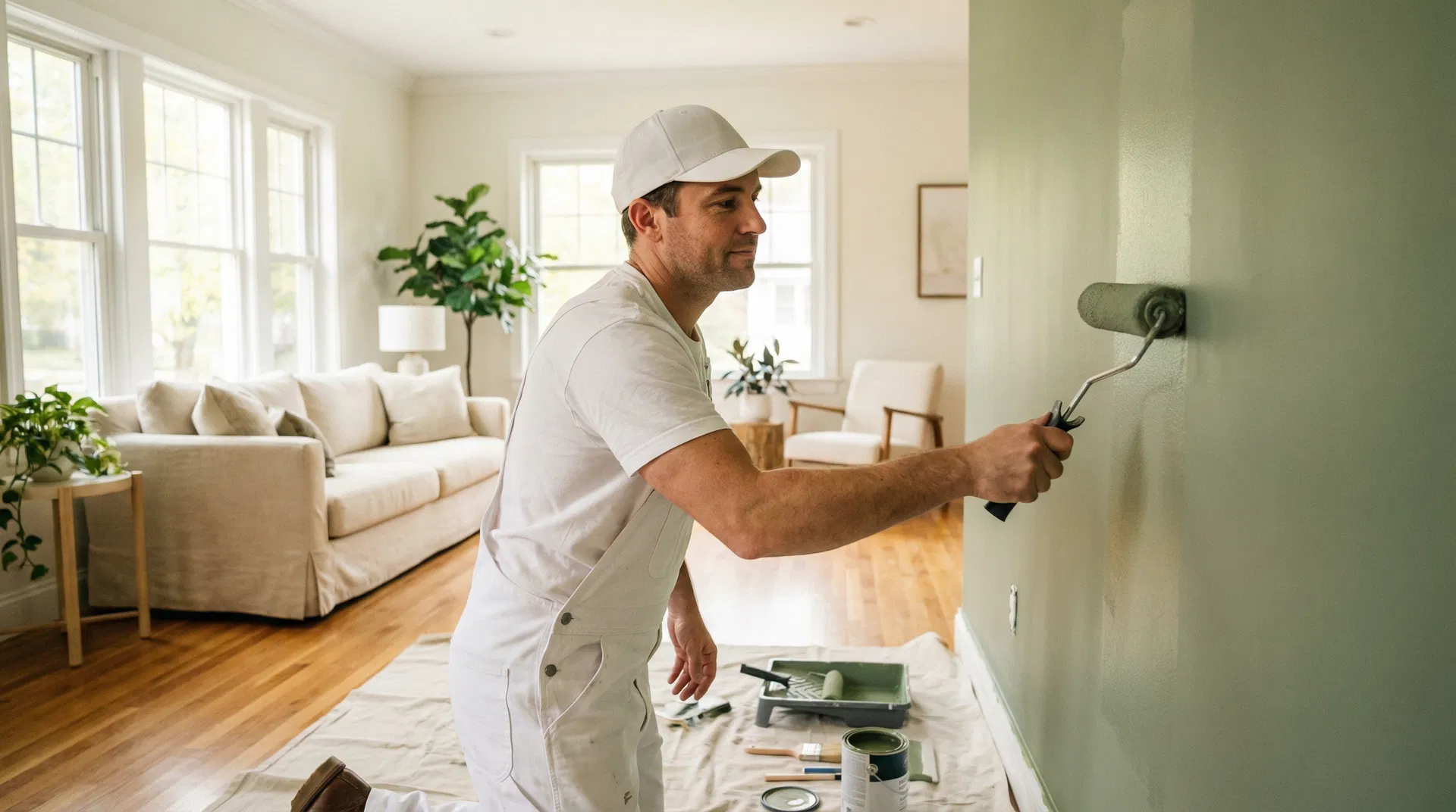 Professional painter at work