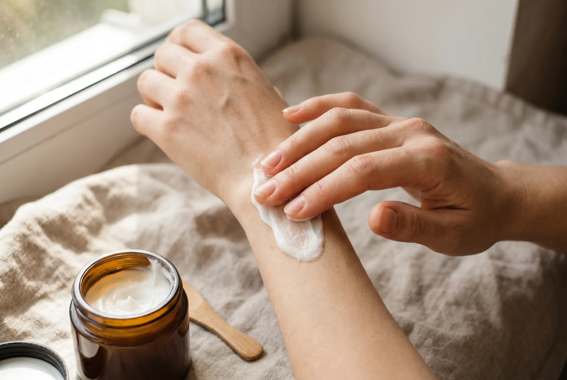 Applying whipped tallow to skin