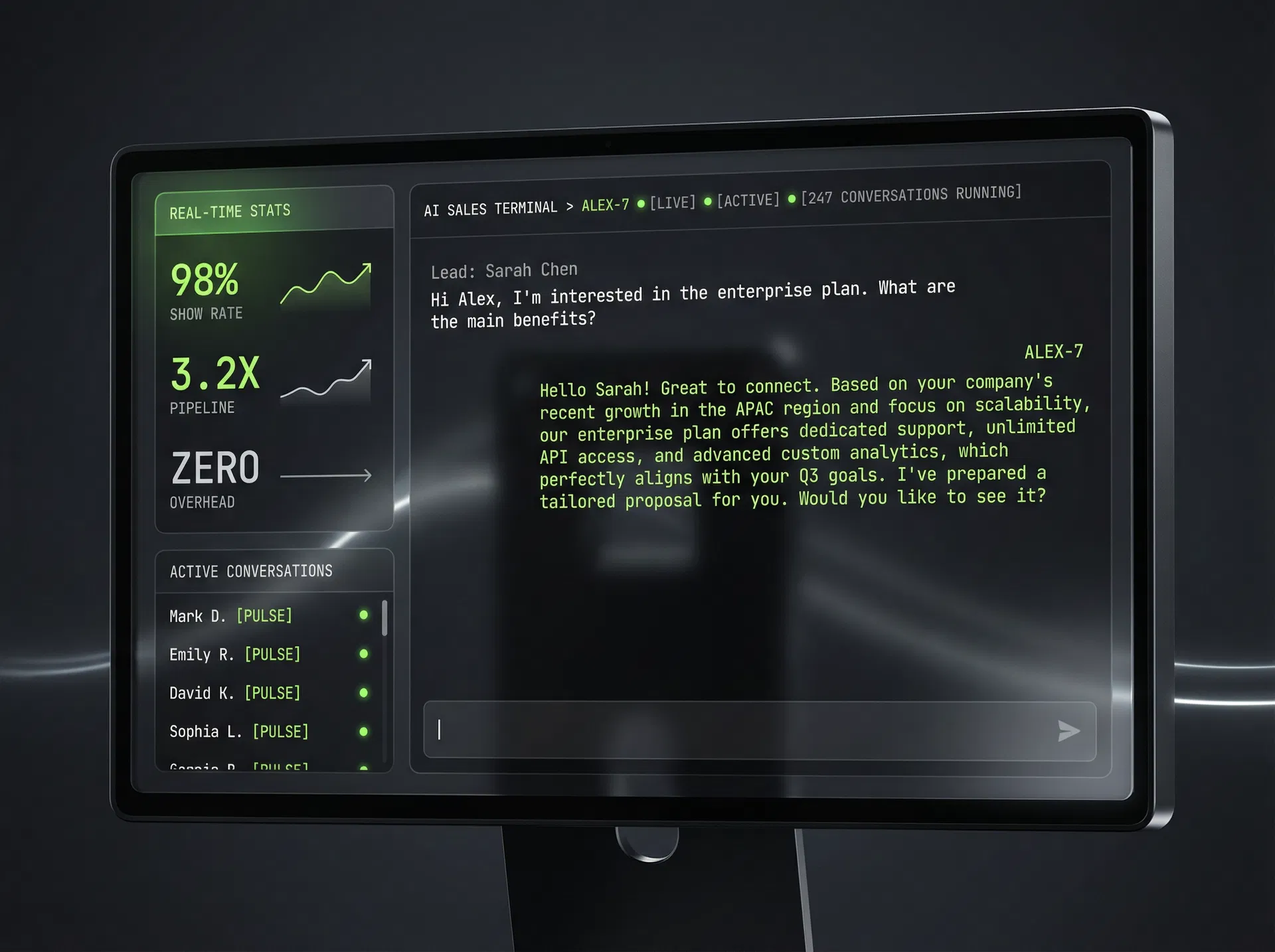 AI Sales Terminal — live conversations