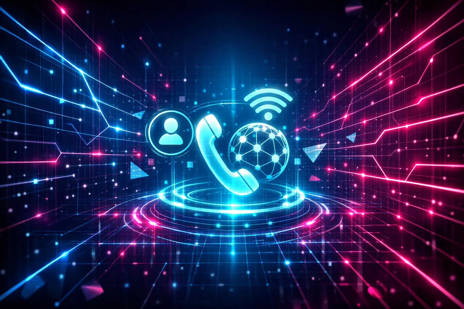 VoIP Communication Network - Enterprise cloud phone system visualization