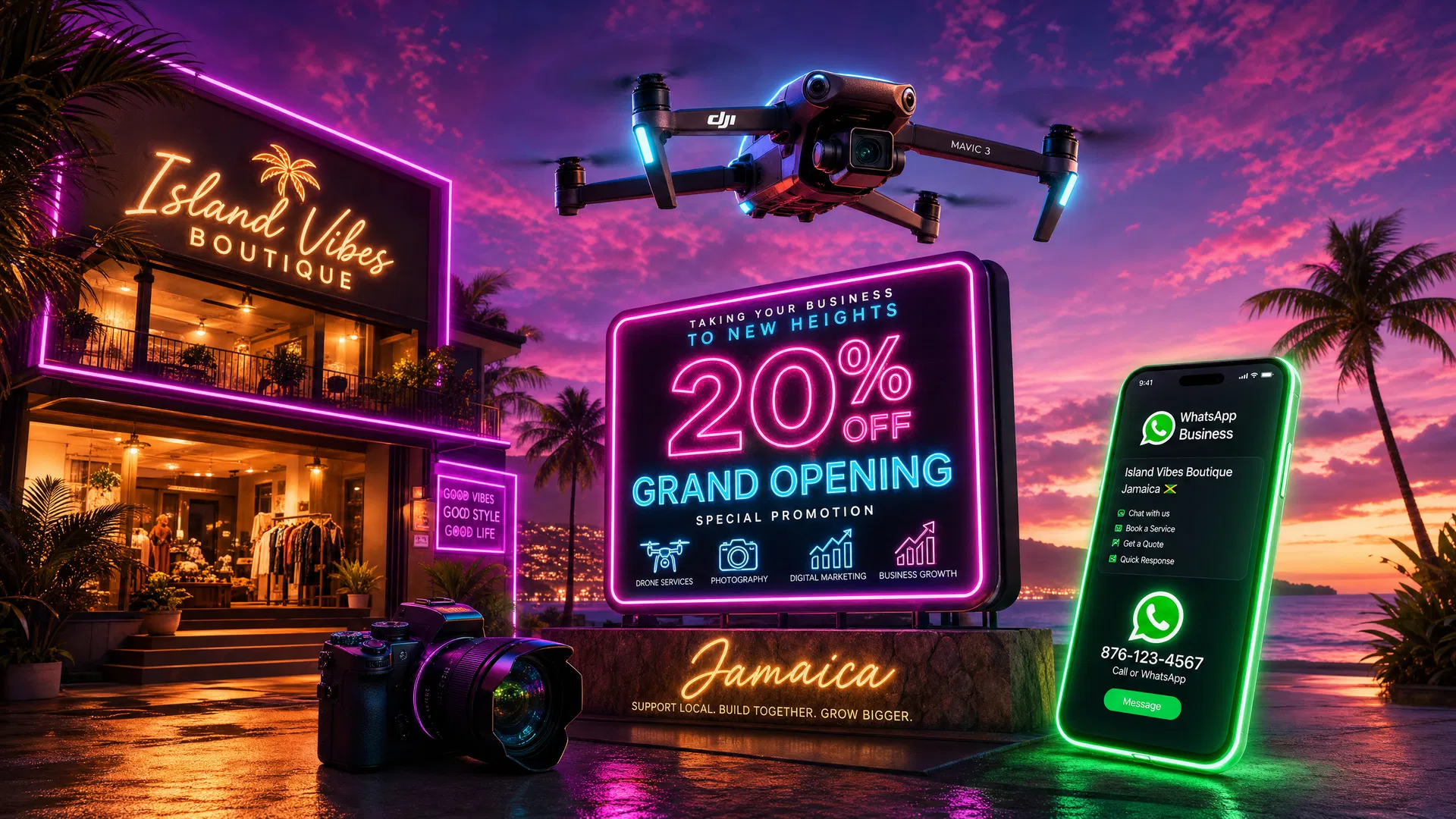 Business Promotions Background - Neon Cinematic