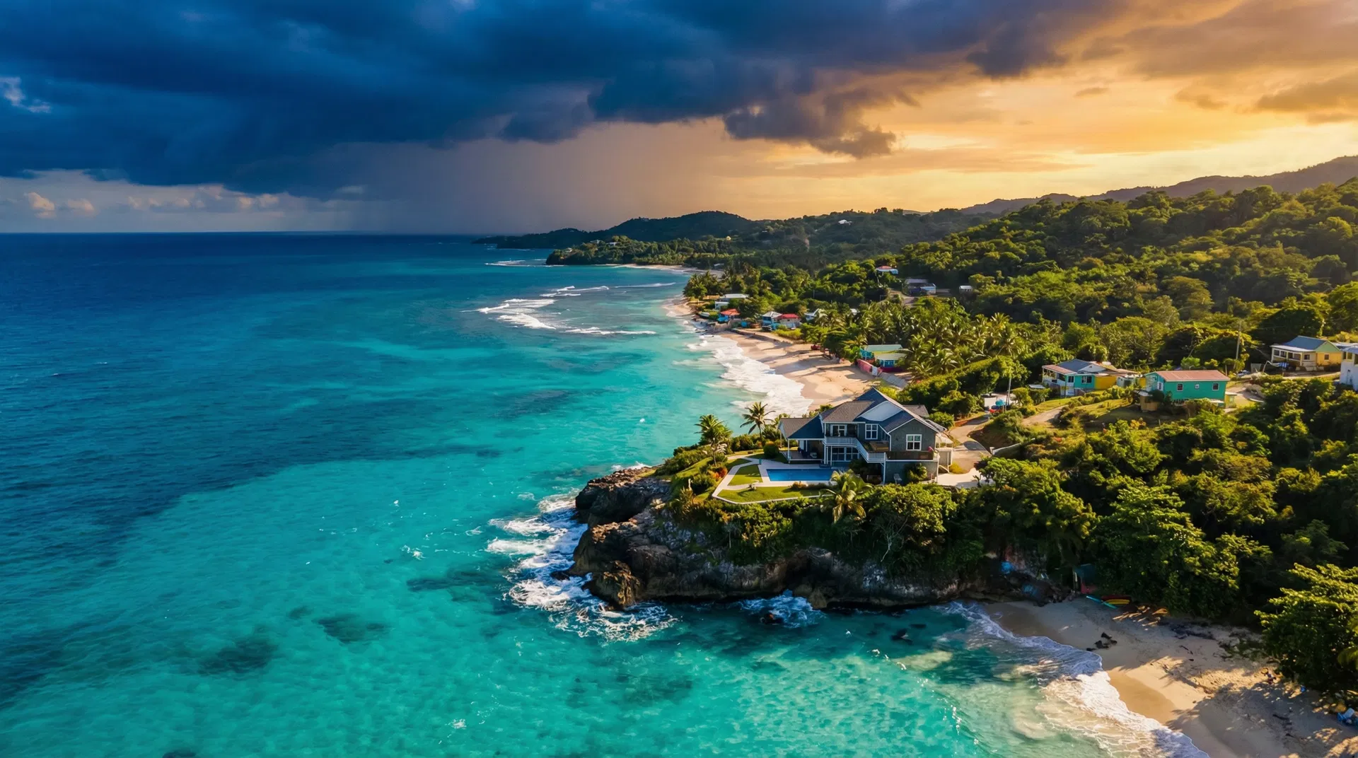 Aerial coastline Jamaica