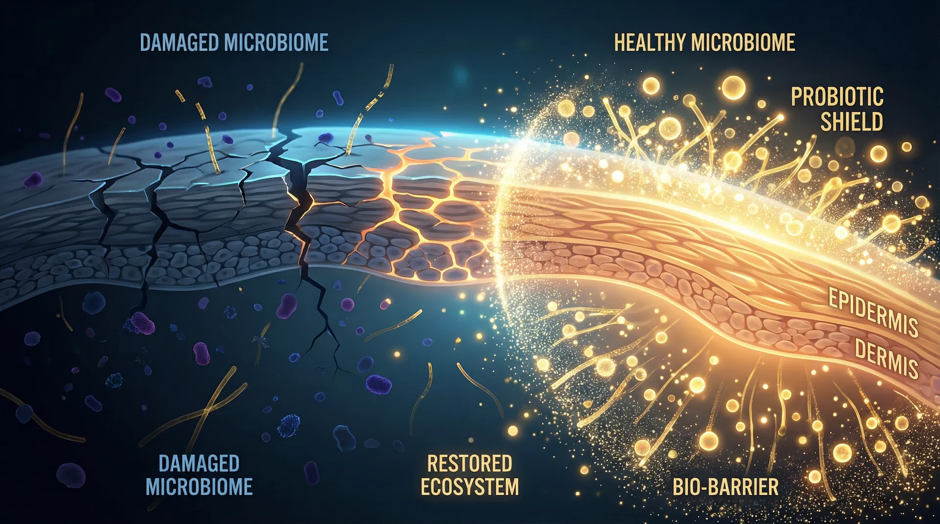 Skin microbiome damaged vs restored