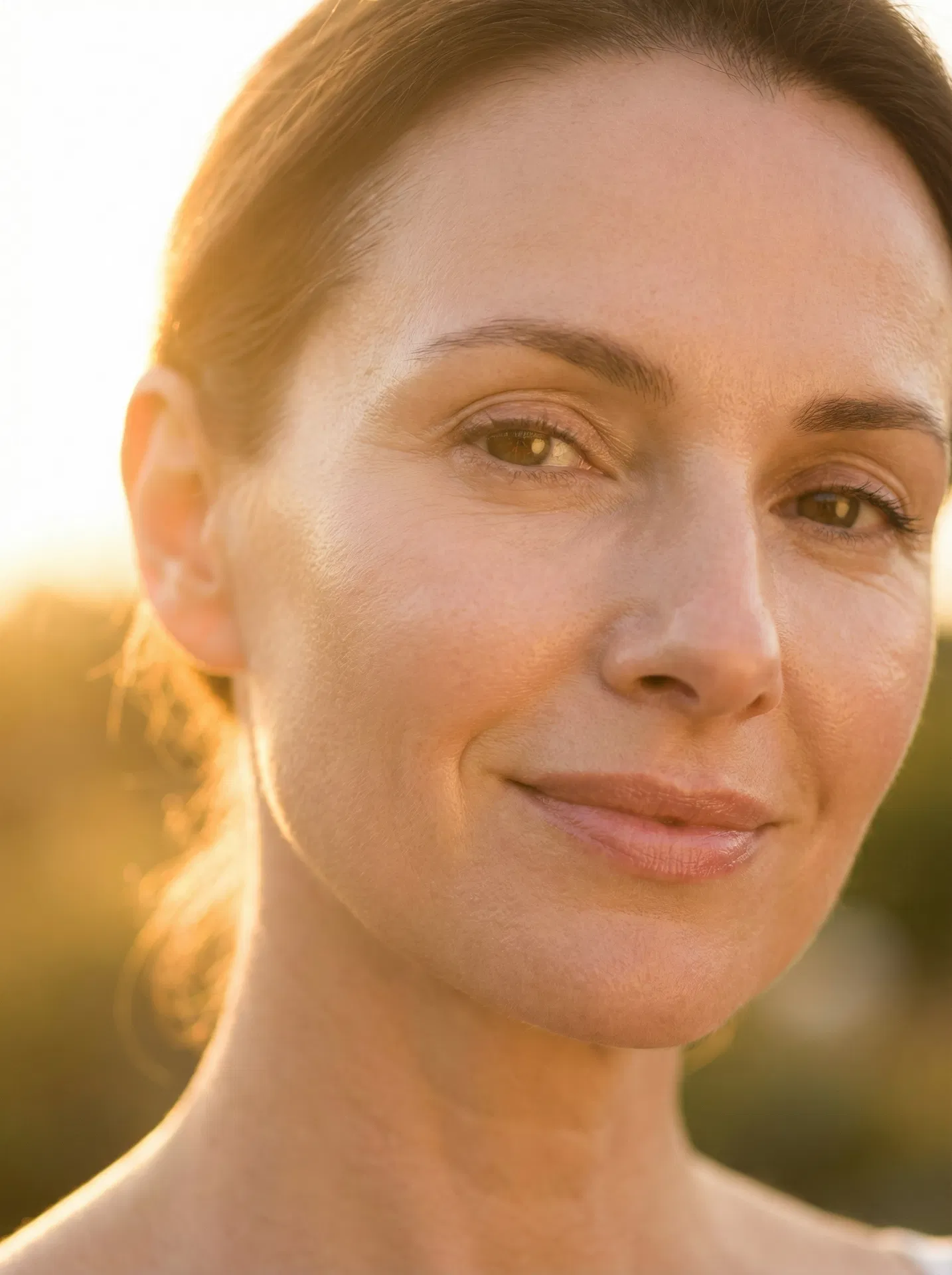 Woman with luminous glowing skin