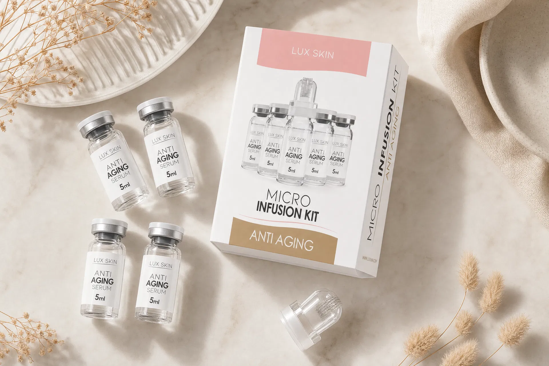 LUX SKIN Anti Aging Micro Infusion Kit flat lay